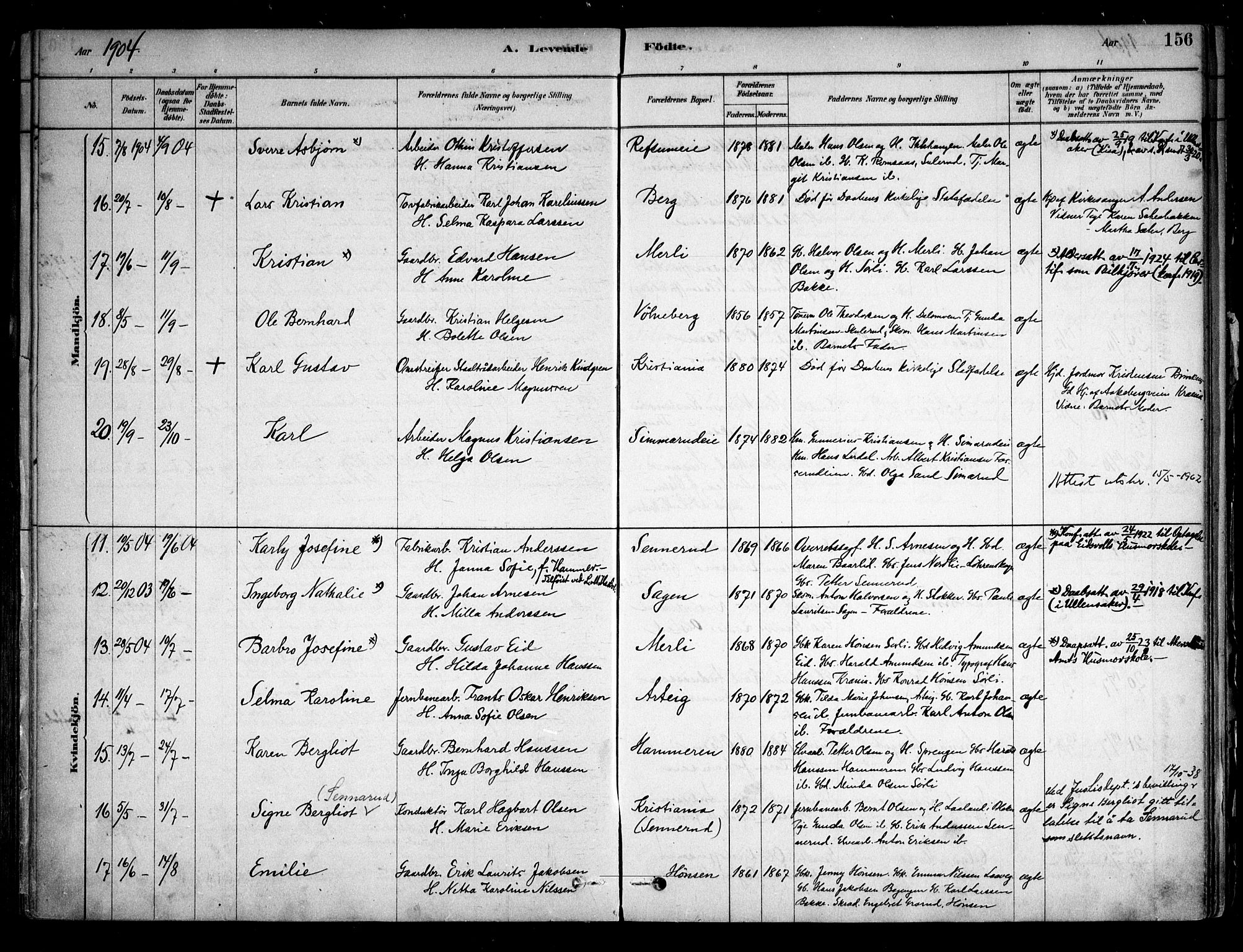 Sørum prestekontor Kirkebøker, AV/SAO-A-10303/F/Fa/L0007: Parish register (official) no. I 7, 1878-1914, p. 156