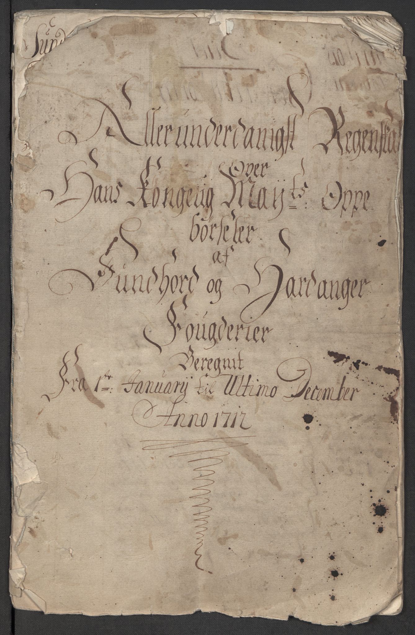 Rentekammeret inntil 1814, Reviderte regnskaper, Fogderegnskap, AV/RA-EA-4092/R48/L2988: Fogderegnskap Sunnhordland og Hardanger, 1712, p. 5