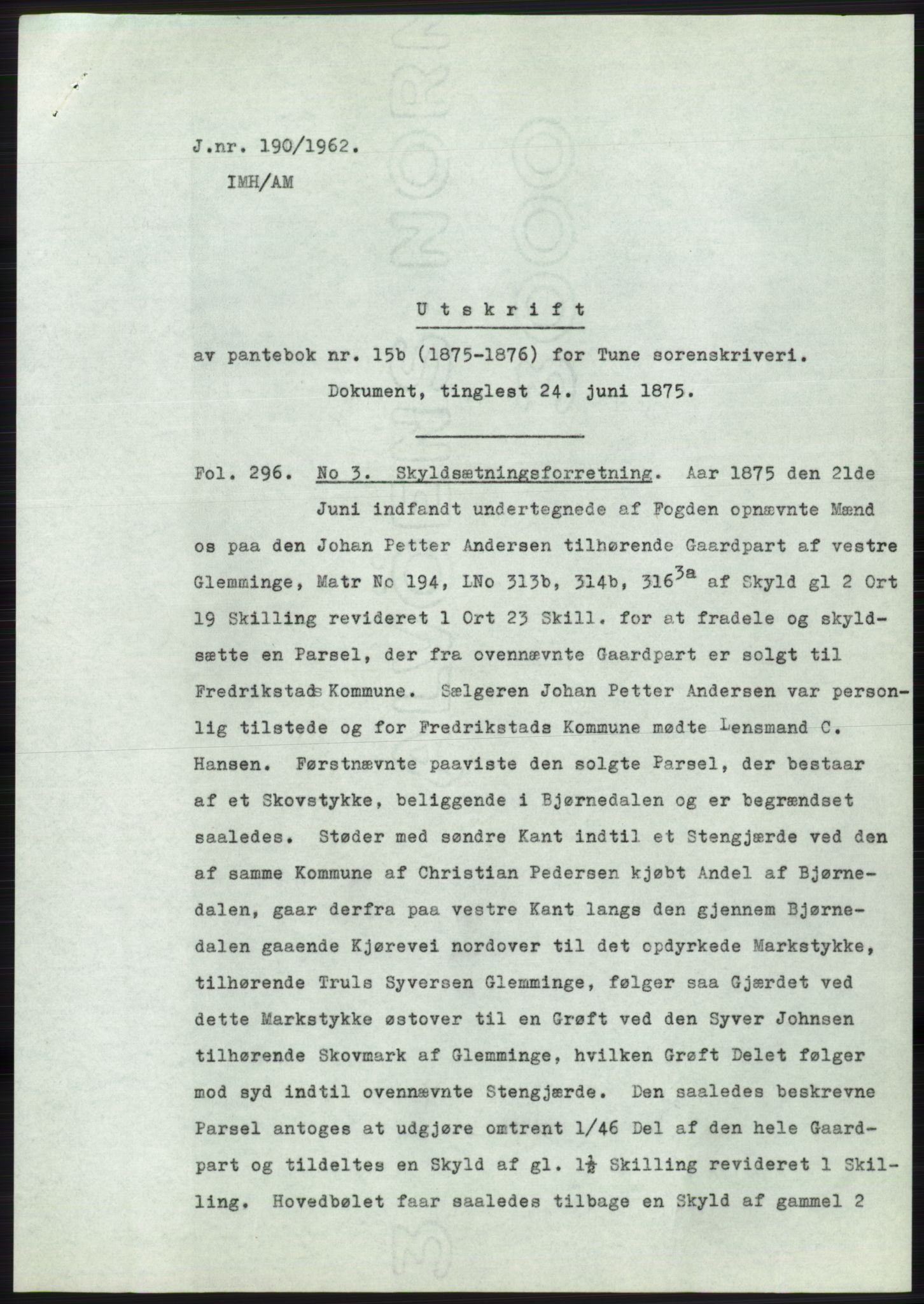 Statsarkivet i Oslo, AV/SAO-A-10621/Z/Zd/L0015: Avskrifter, j.nr 2-699/1962, 1962, p. 71