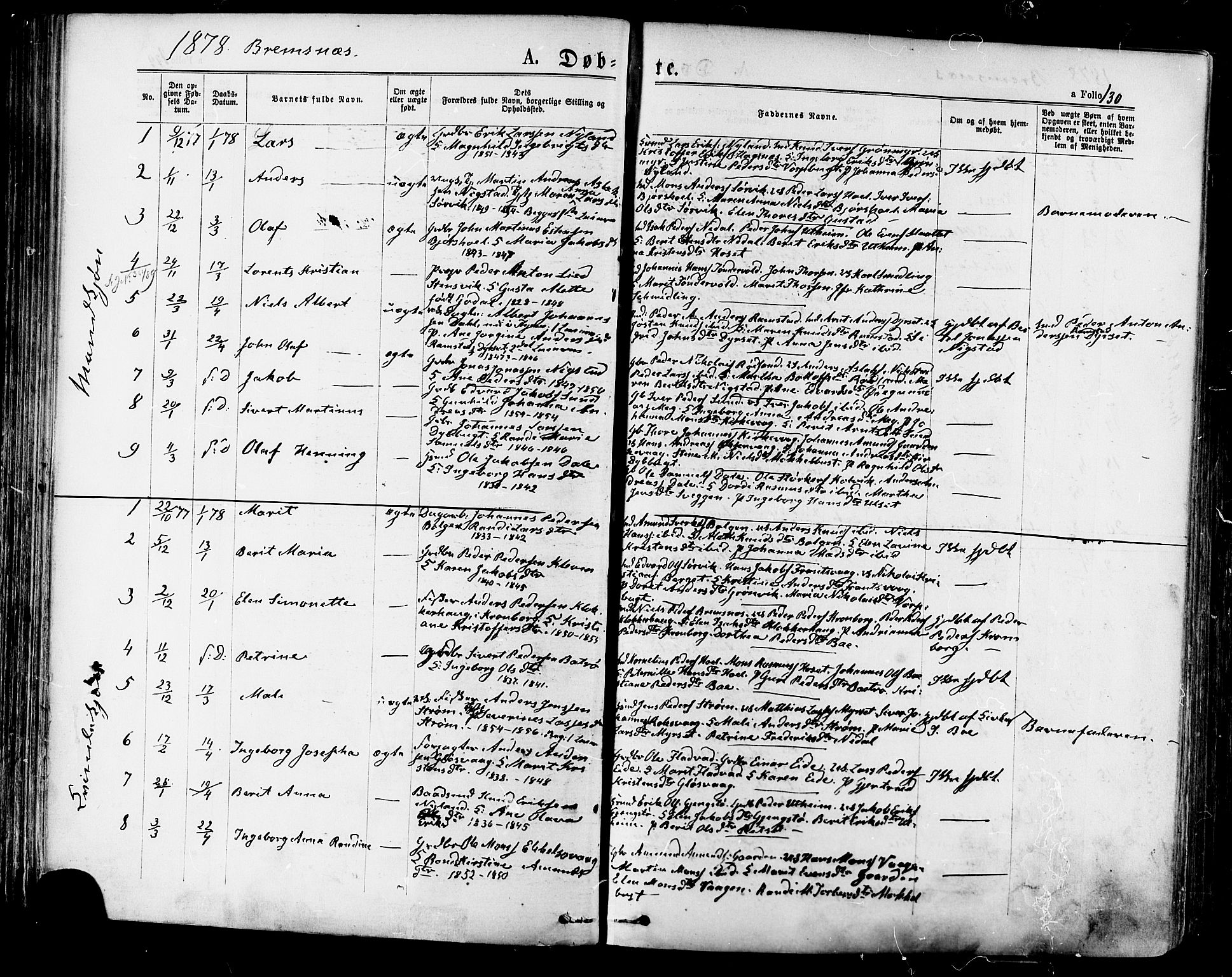 Ministerialprotokoller, klokkerbøker og fødselsregistre - Møre og Romsdal, SAT/A-1454/568/L0806: Parish register (official) no. 568A12 /3, 1878-1884, p. 130