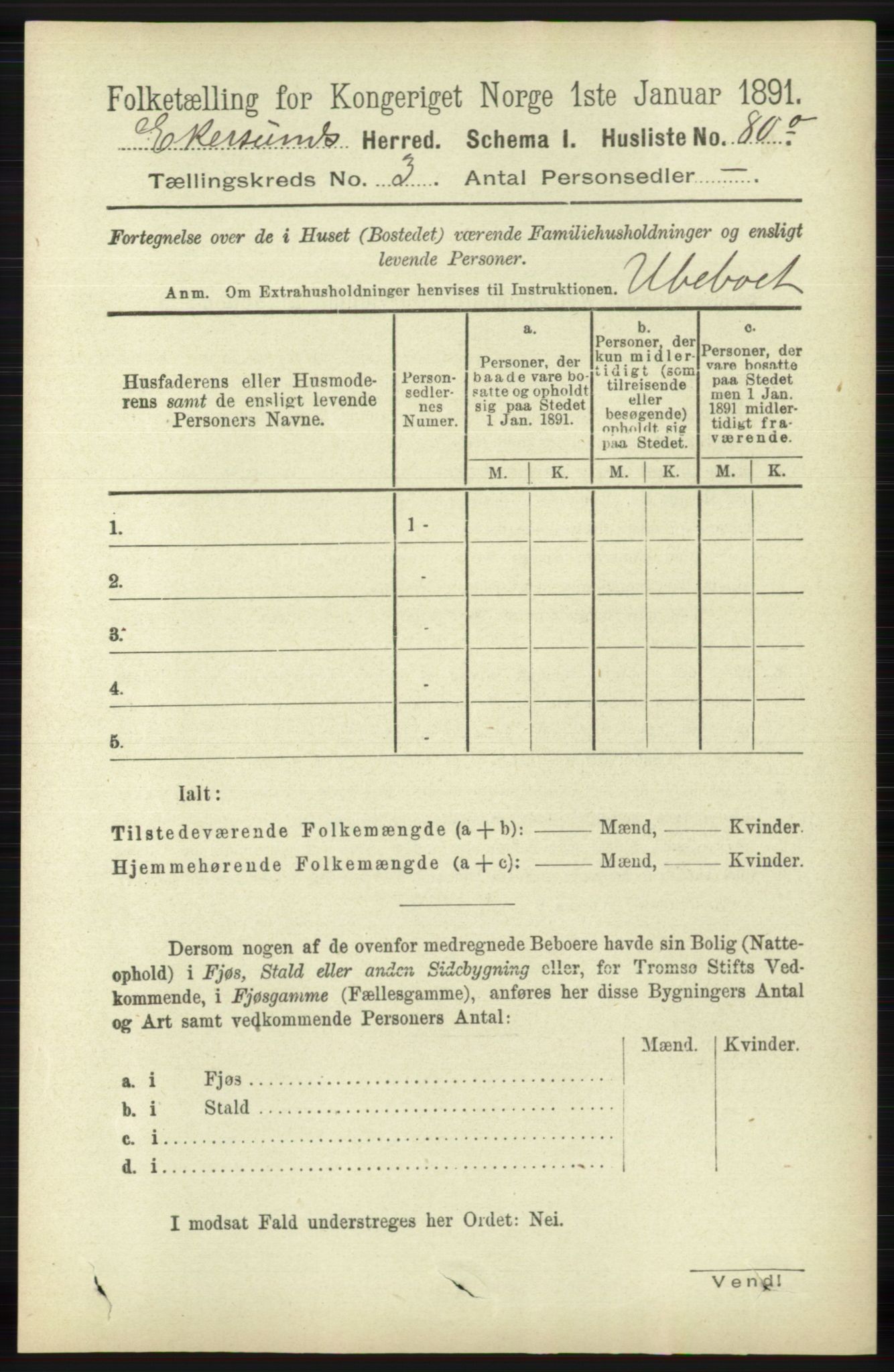 RA, 1891 census for 1116 Eigersund herred, 1891, p. 1047