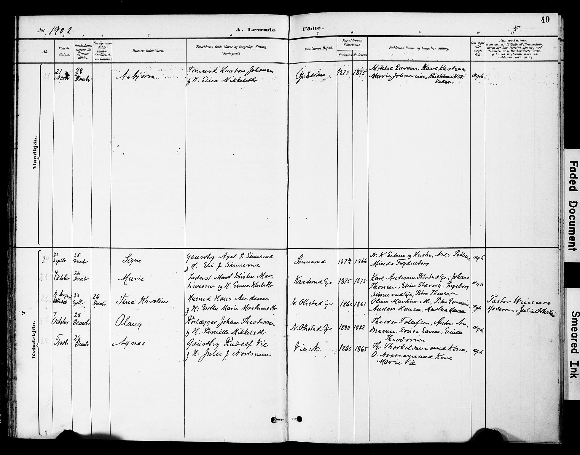 Stange prestekontor, AV/SAH-PREST-002/K/L0021: Parish register (official) no. 21, 1891-1902, p. 49