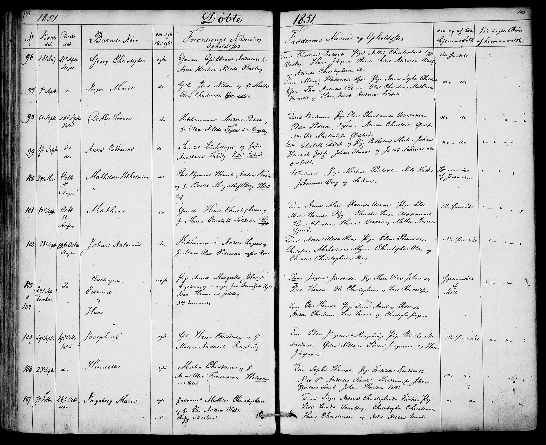 Sem kirkebøker, AV/SAKO-A-5/F/Fa/L0006: Parish register (official) no. I 6, 1843-1855, p. 139-140