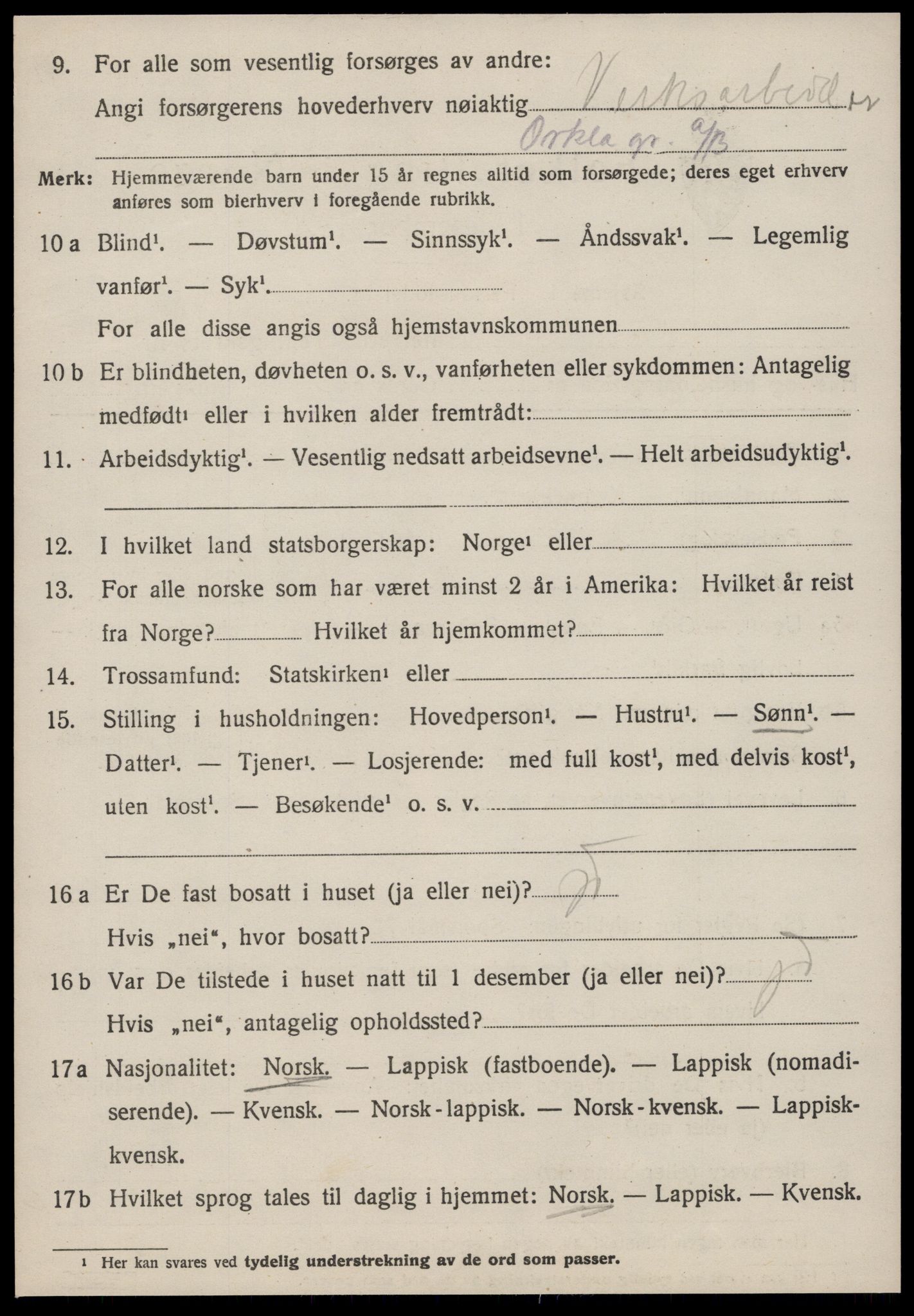 SAT, 1920 census for Meldal, 1920, p. 3626