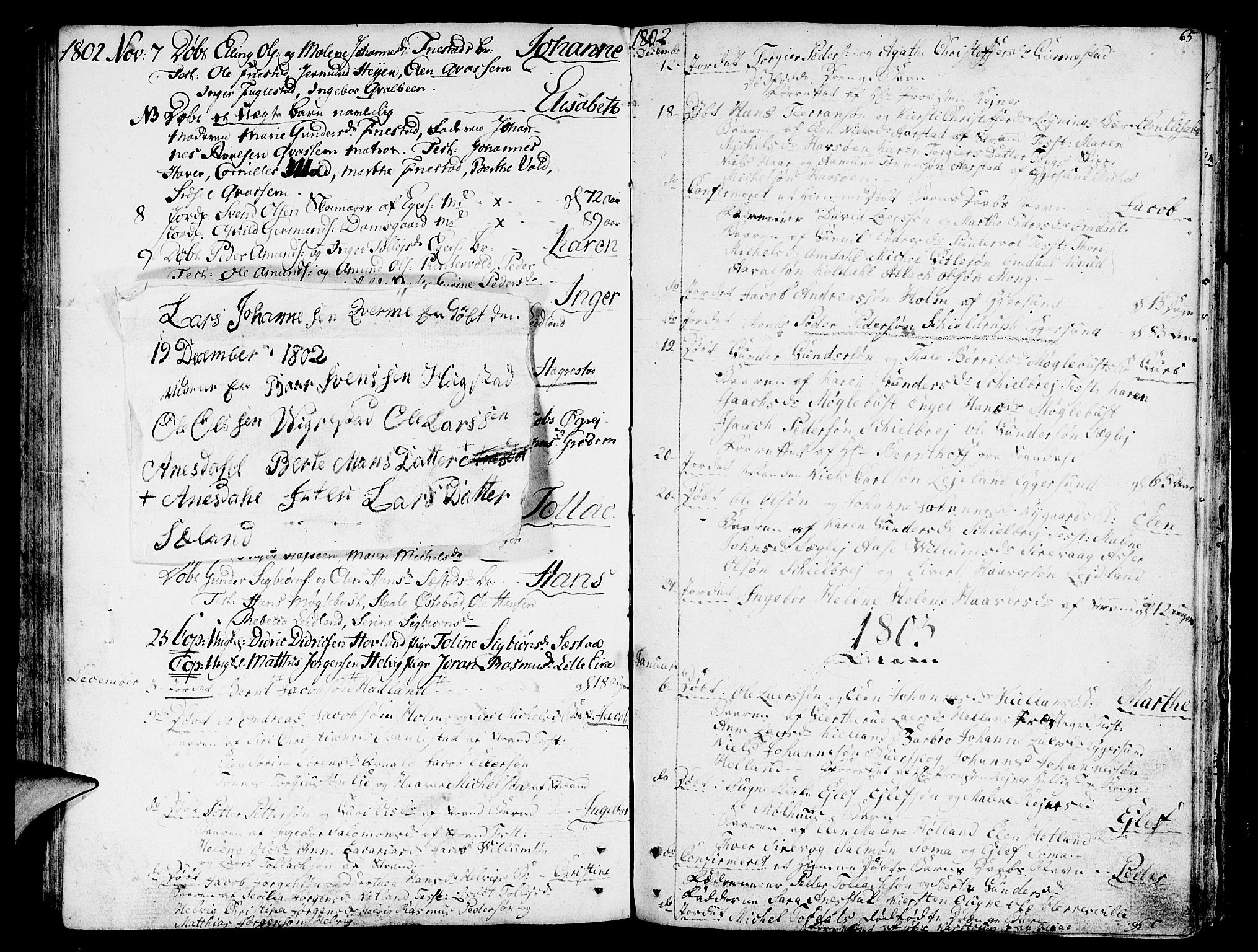 Eigersund sokneprestkontor, SAST/A-101807/S08/L0005: Parish register (official) no. A 5 /1, 1790-1808, p. 65