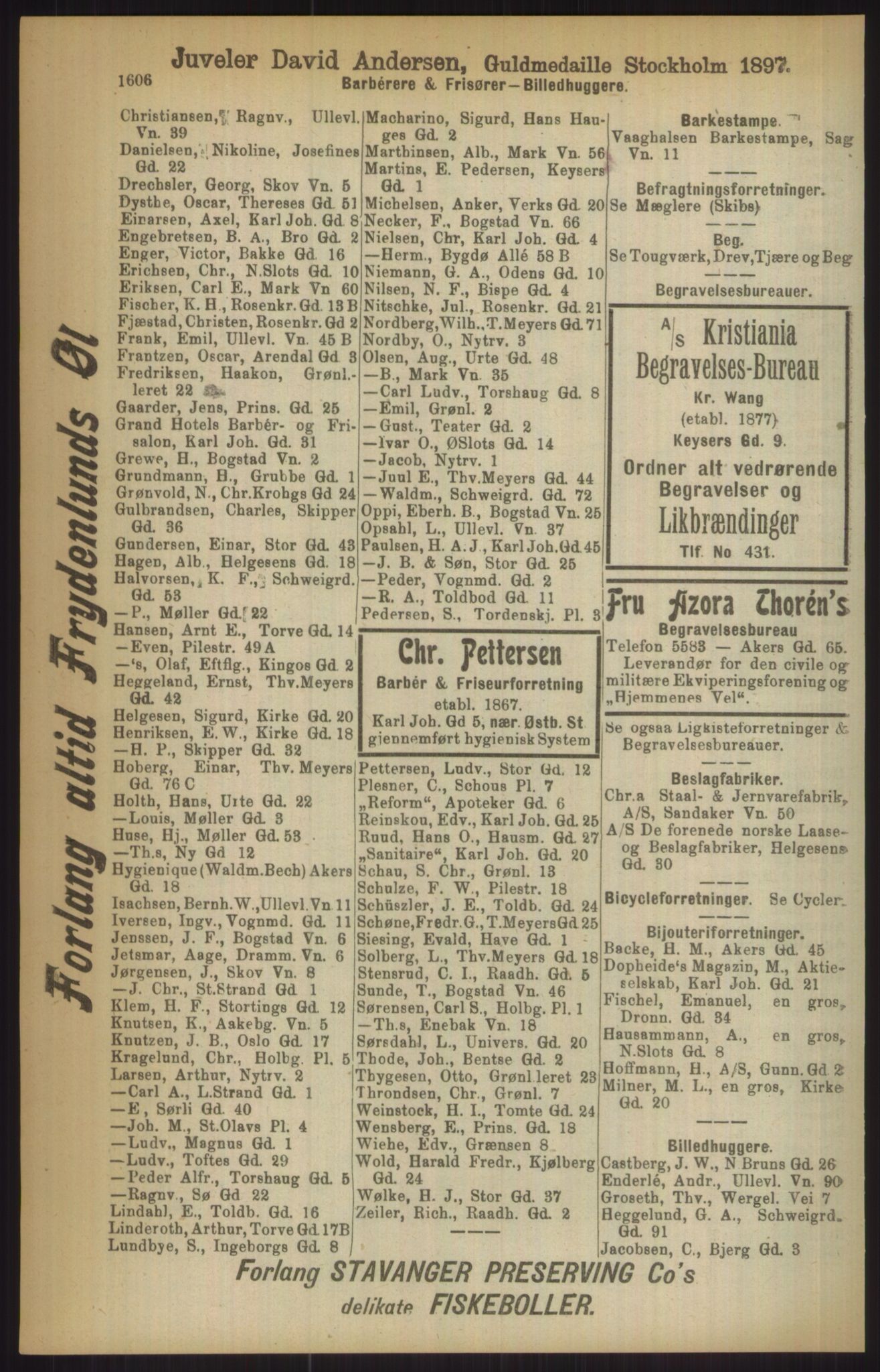 Kristiania/Oslo adressebok, PUBL/-, 1911, p. 1606