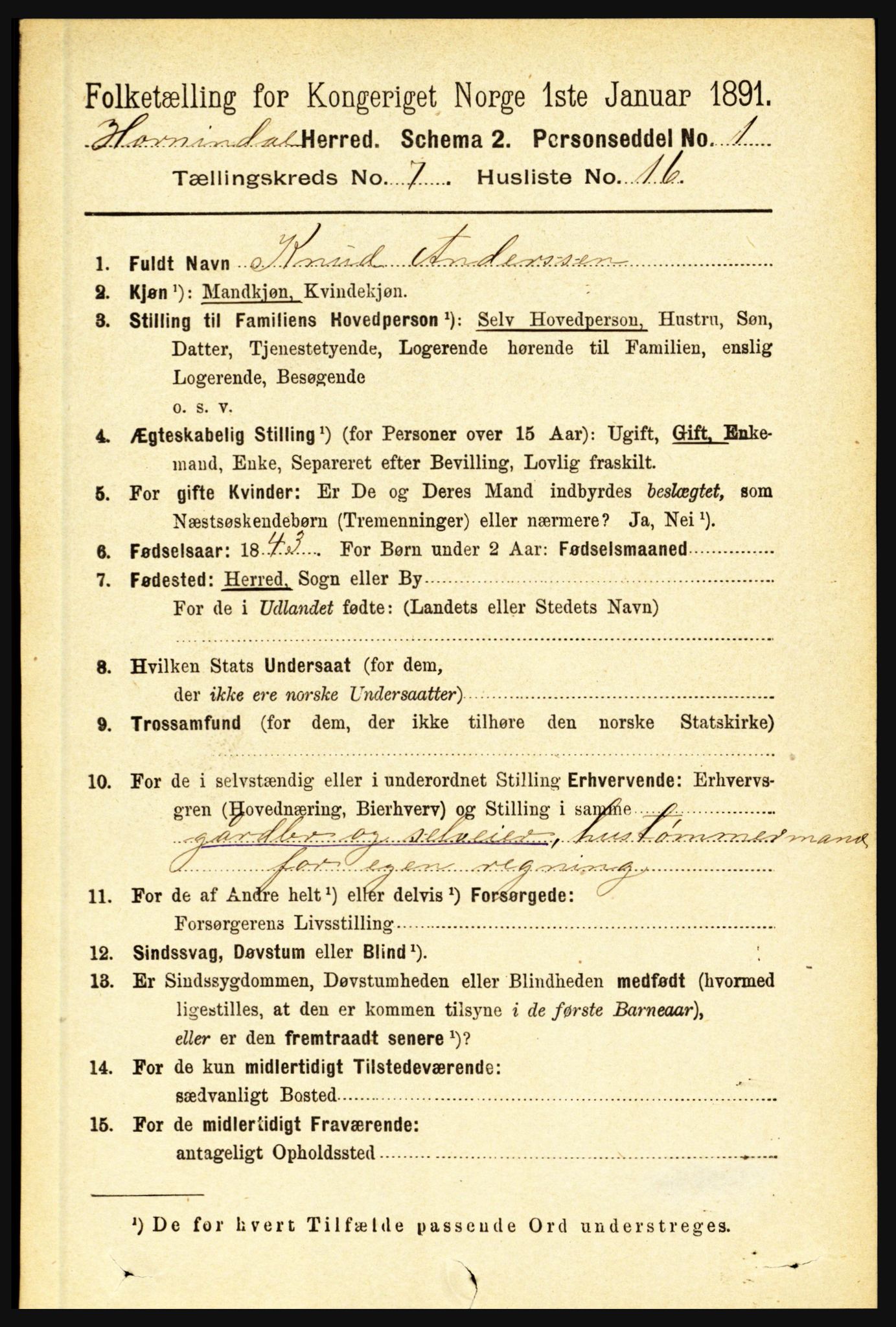 RA, 1891 census for 1444 Hornindal, 1891, p. 1856