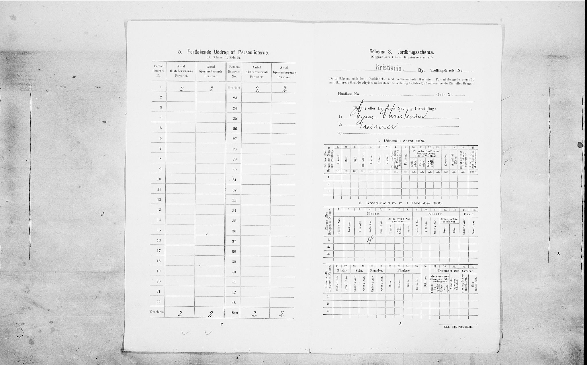 SAO, 1900 census for Kristiania, 1900, p. 91031