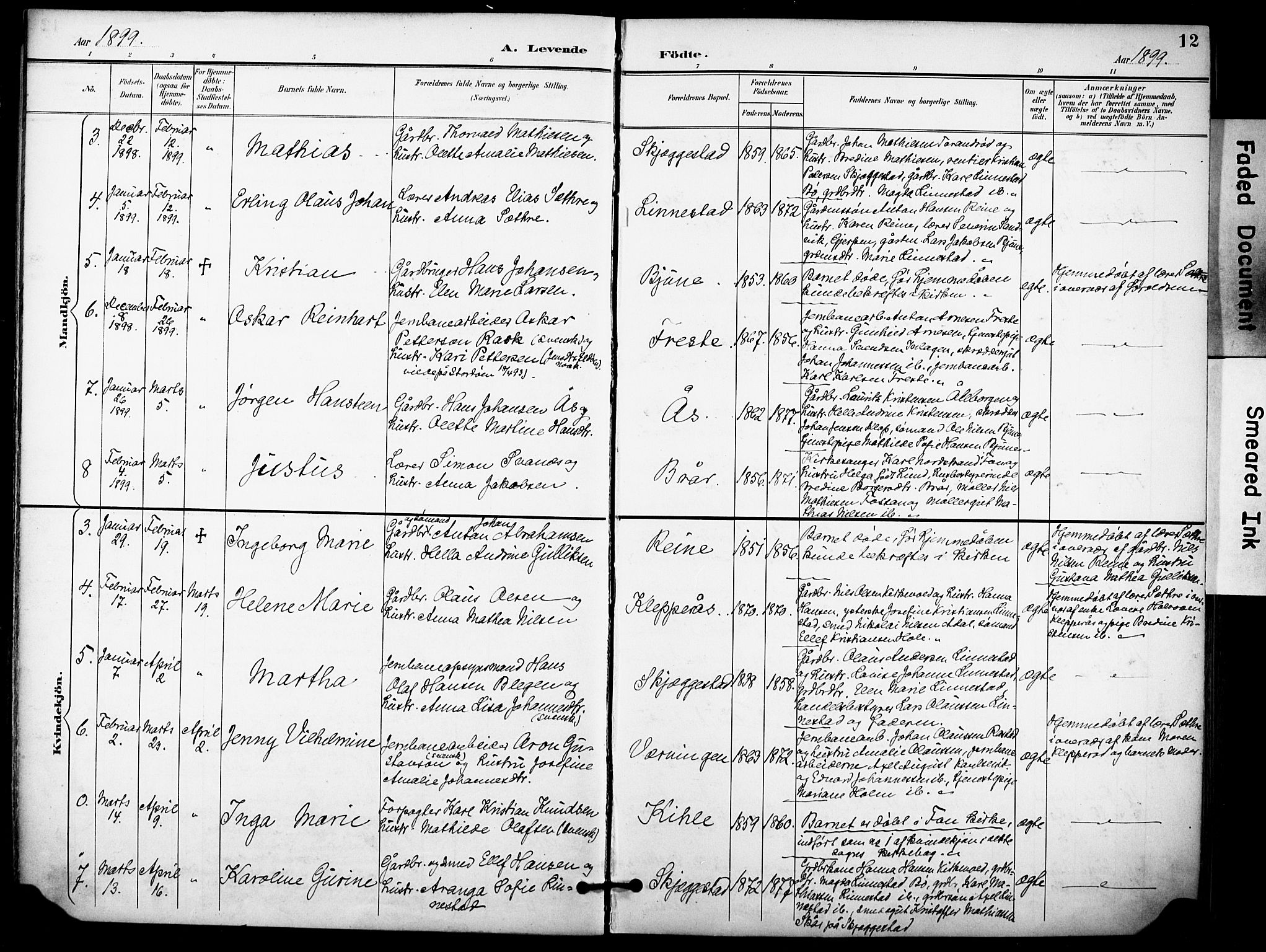 Ramnes kirkebøker, AV/SAKO-A-314/F/Fa/L0008: Parish register (official) no. I 8, 1896-1913, p. 12