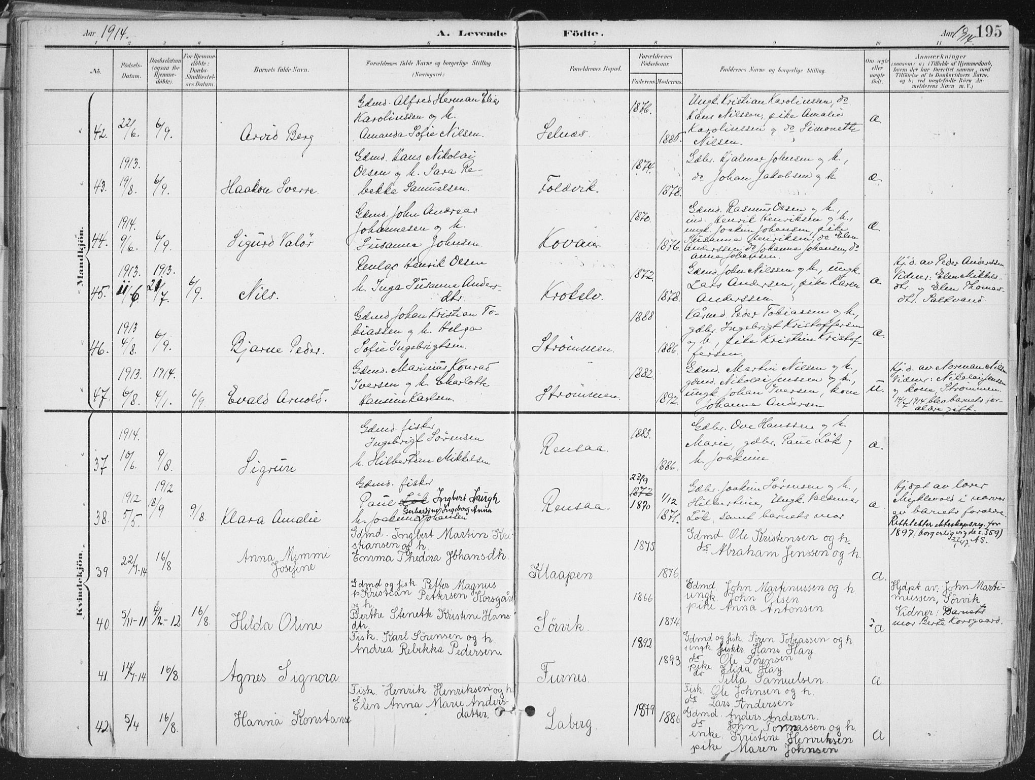 Ibestad sokneprestembete, SATØ/S-0077/H/Ha/Haa/L0017kirke: Parish register (official) no. 17, 1901-1914, p. 195