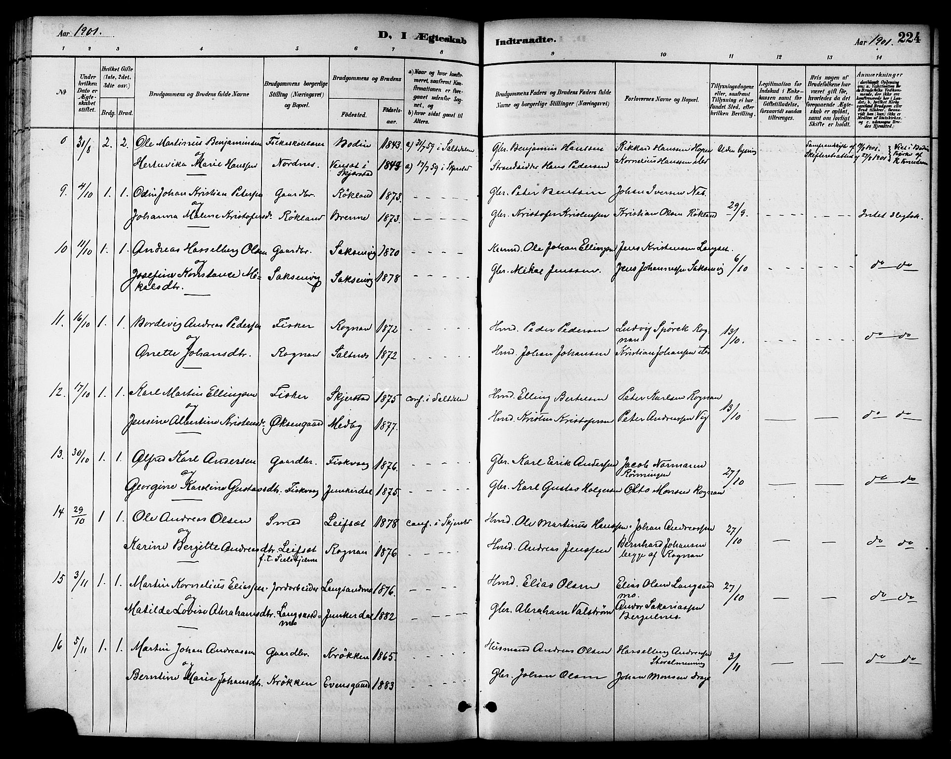 Ministerialprotokoller, klokkerbøker og fødselsregistre - Nordland, AV/SAT-A-1459/847/L0669: Parish register (official) no. 847A09, 1887-1901, p. 224