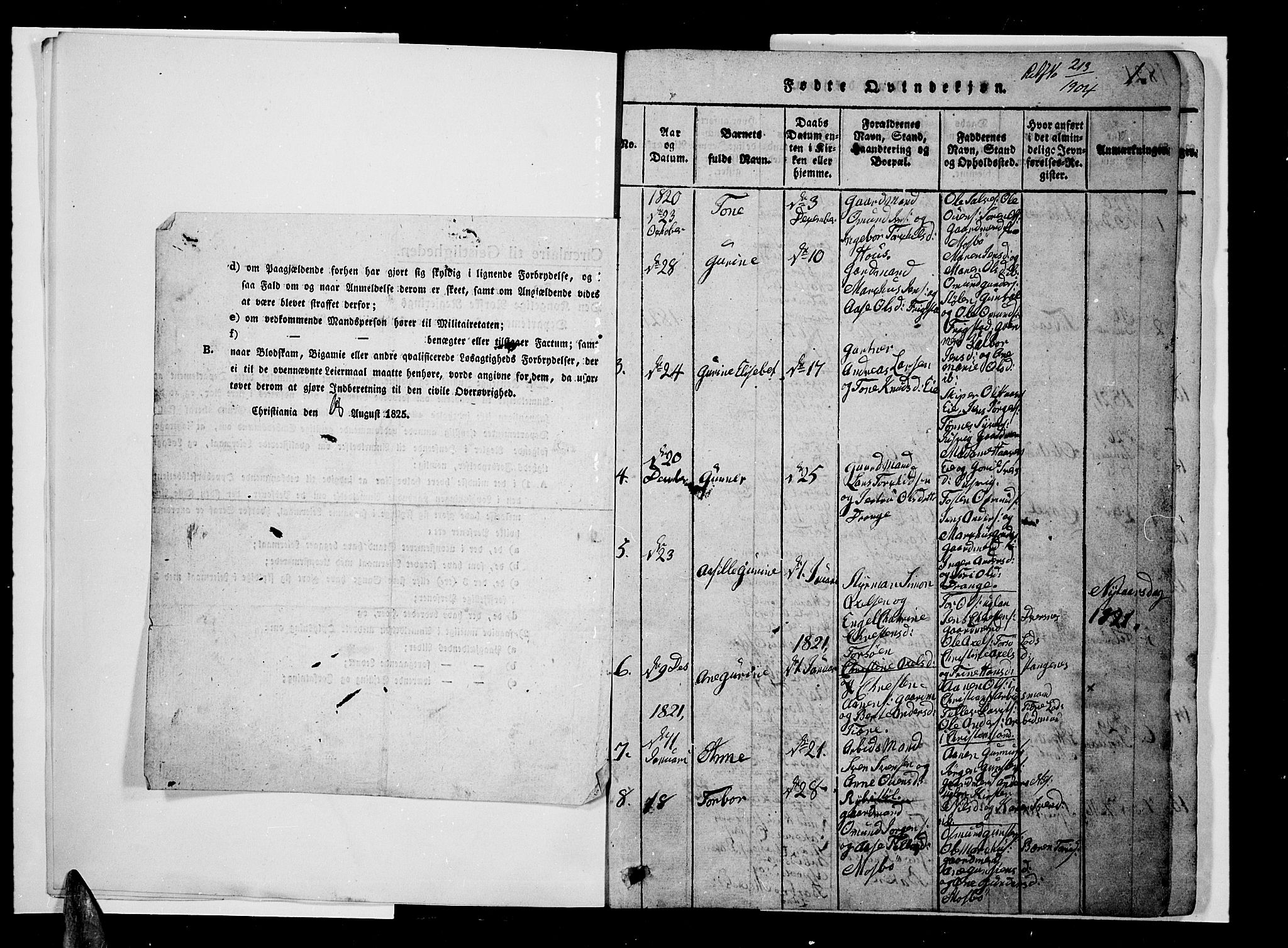 Oddernes sokneprestkontor, SAK/1111-0033/F/Fb/Fba/L0003: Parish register (copy) no. B 3, 1820-1838