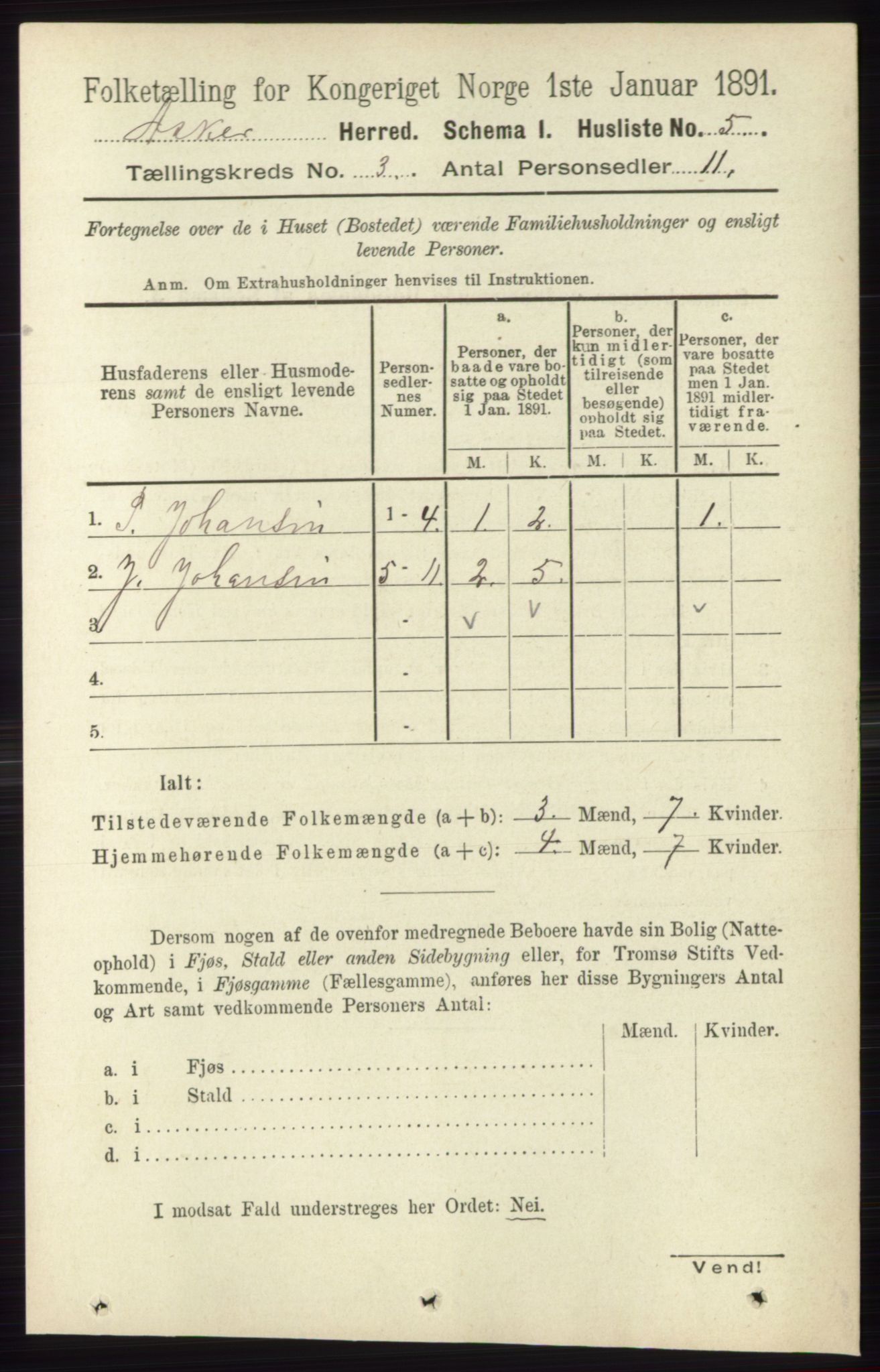 RA, 1891 census for 0220 Asker, 1891, p. 1836