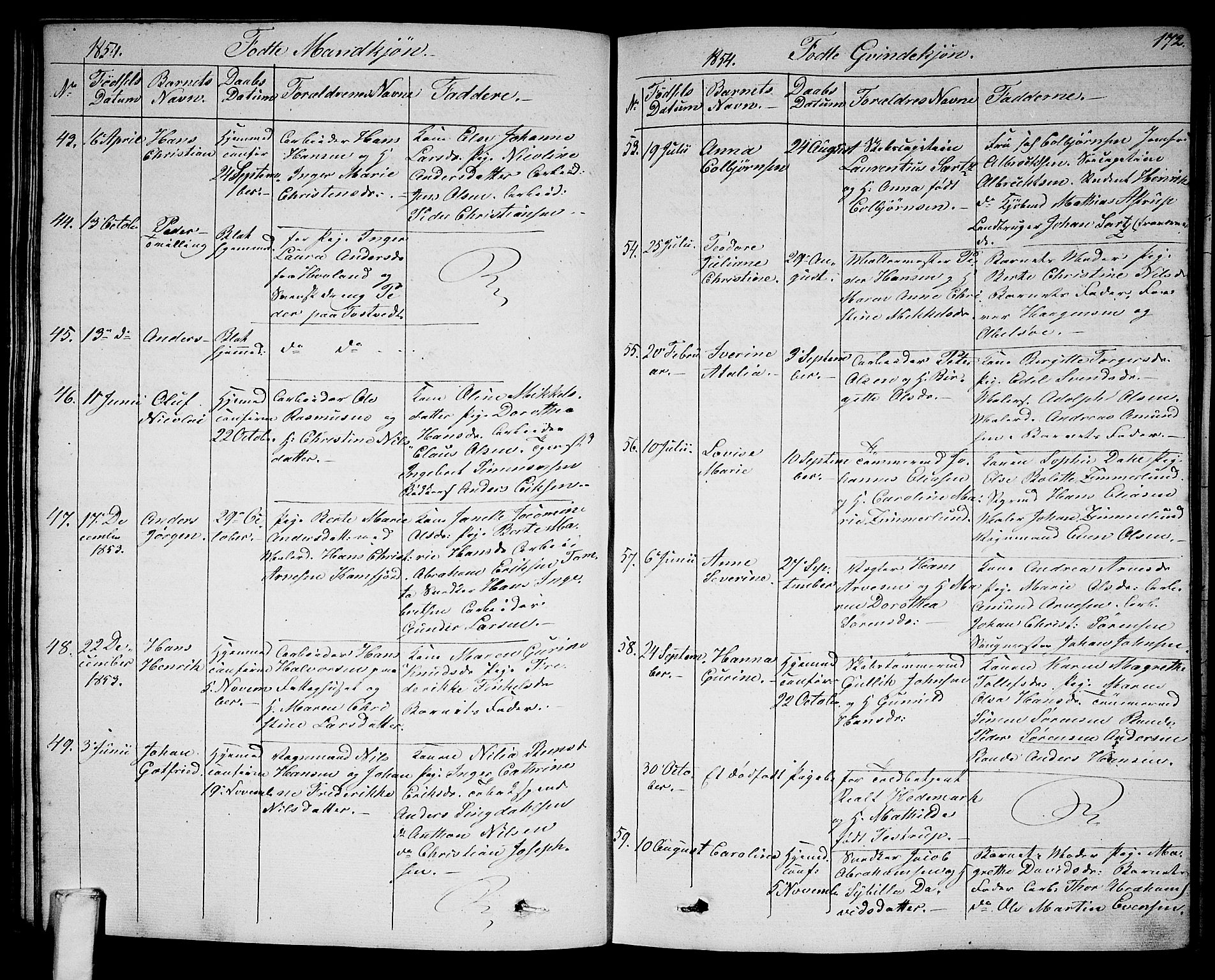 Larvik kirkebøker, SAKO/A-352/G/Ga/L0003a: Parish register (copy) no. I 3A, 1830-1870, p. 172