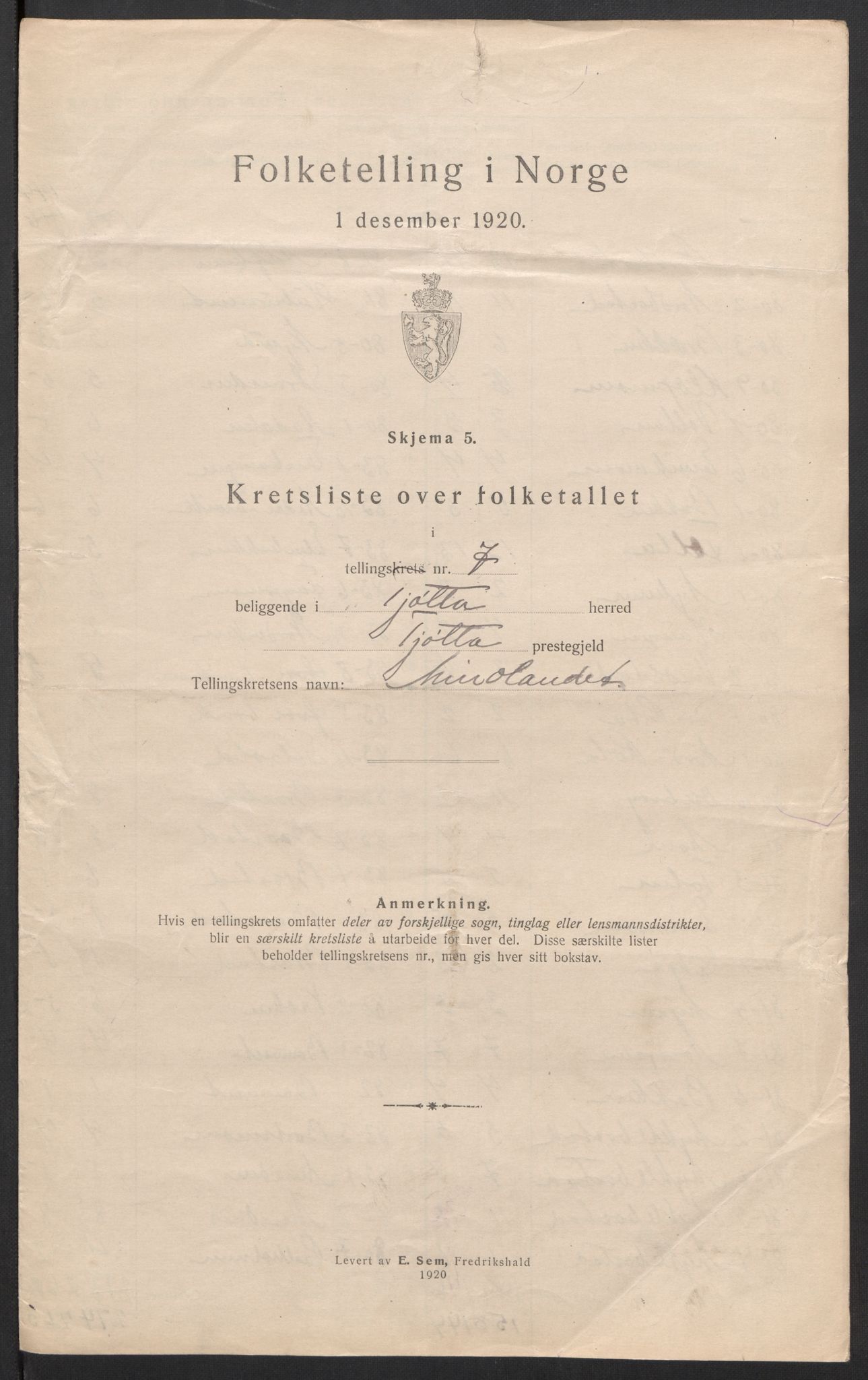 SAT, 1920 census for Tjøtta, 1920, p. 29