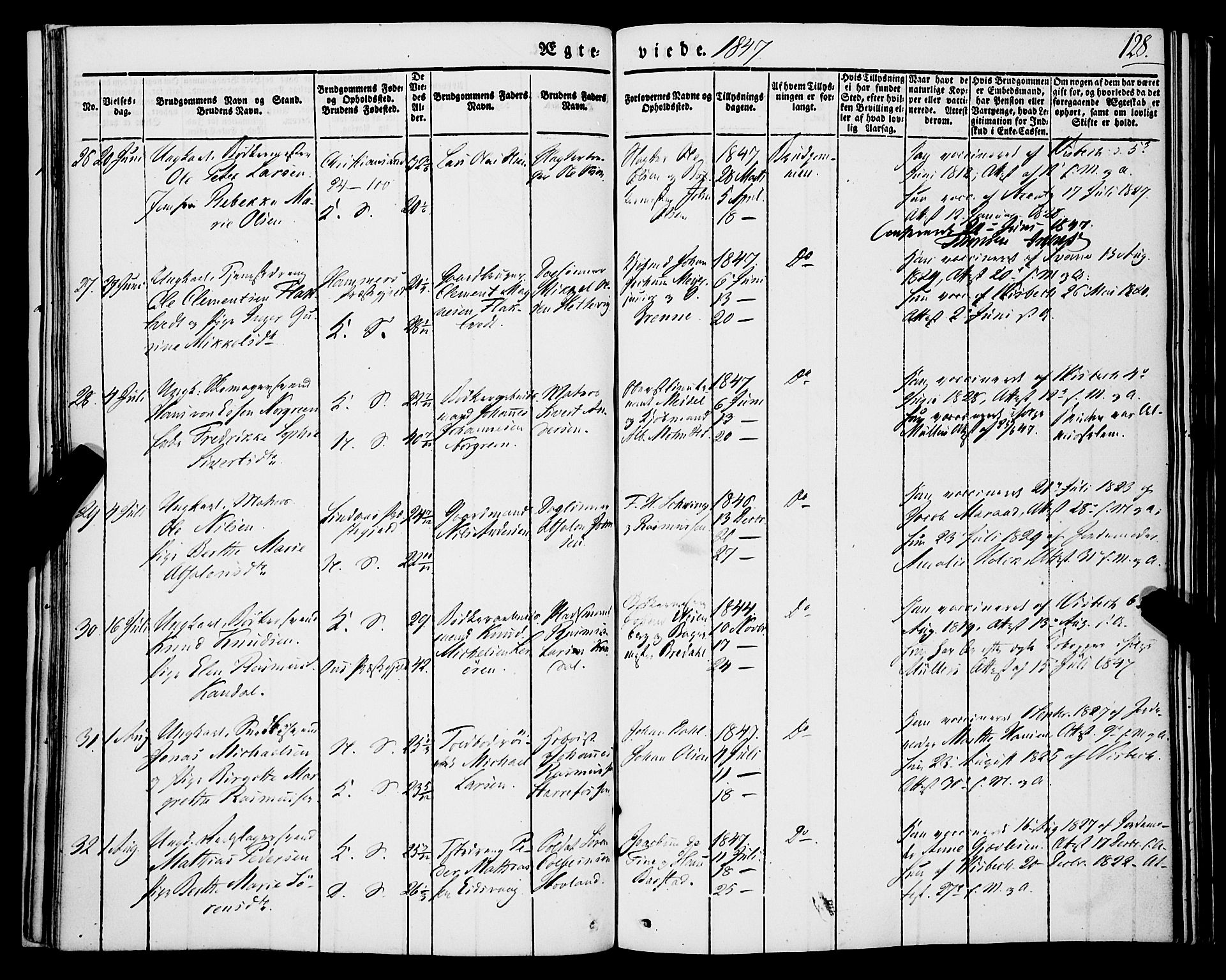 Korskirken sokneprestembete, SAB/A-76101/H/Haa/L0034: Parish register (official) no. D 1, 1832-1852, p. 128