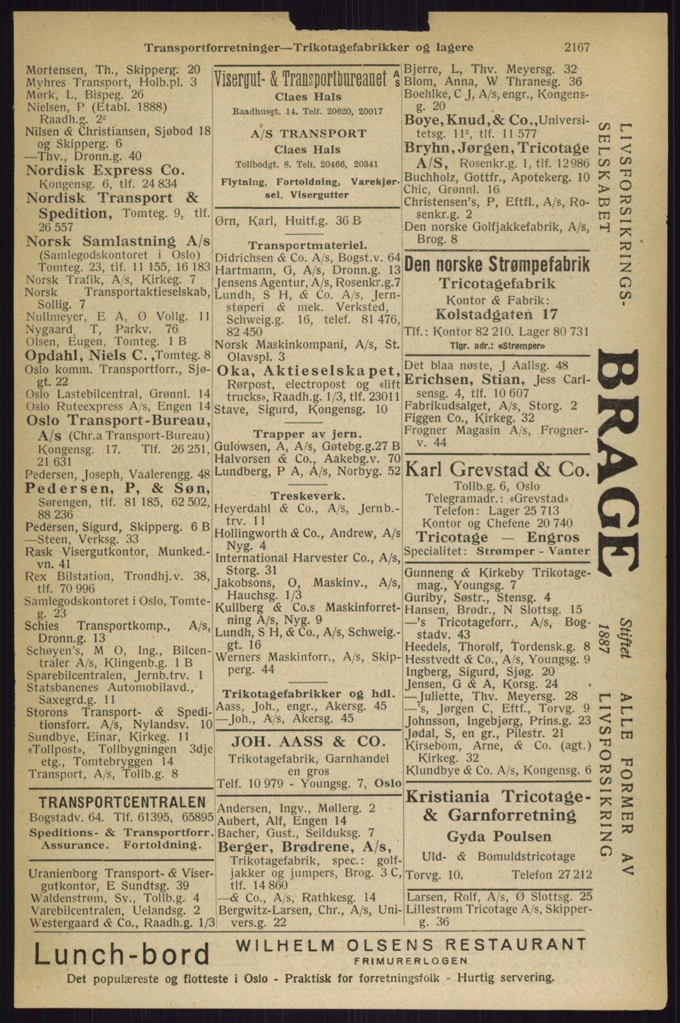 Kristiania/Oslo adressebok, PUBL/-, 1927, p. 2167