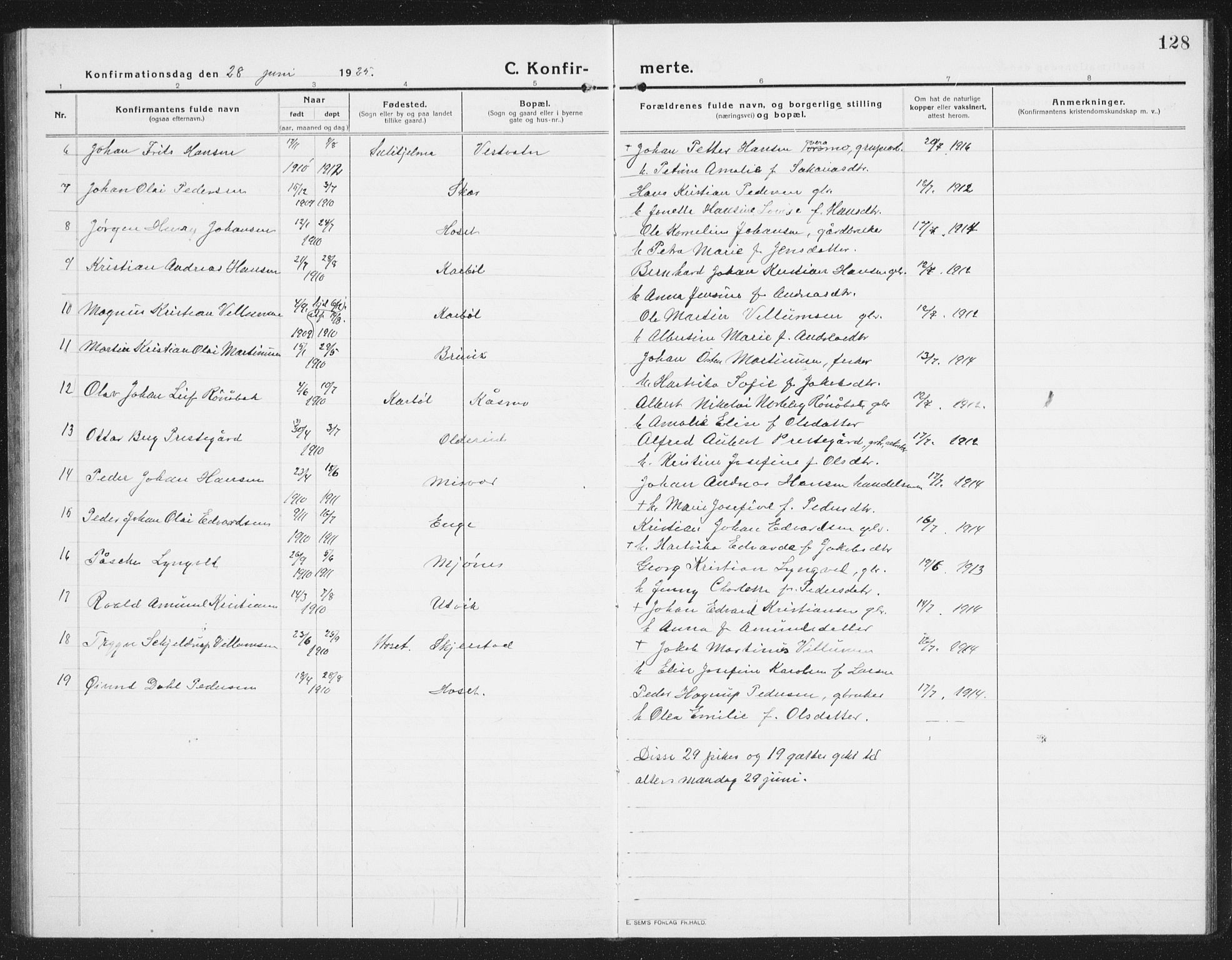 Ministerialprotokoller, klokkerbøker og fødselsregistre - Nordland, AV/SAT-A-1459/852/L0757: Parish register (copy) no. 852C08, 1916-1934, p. 128