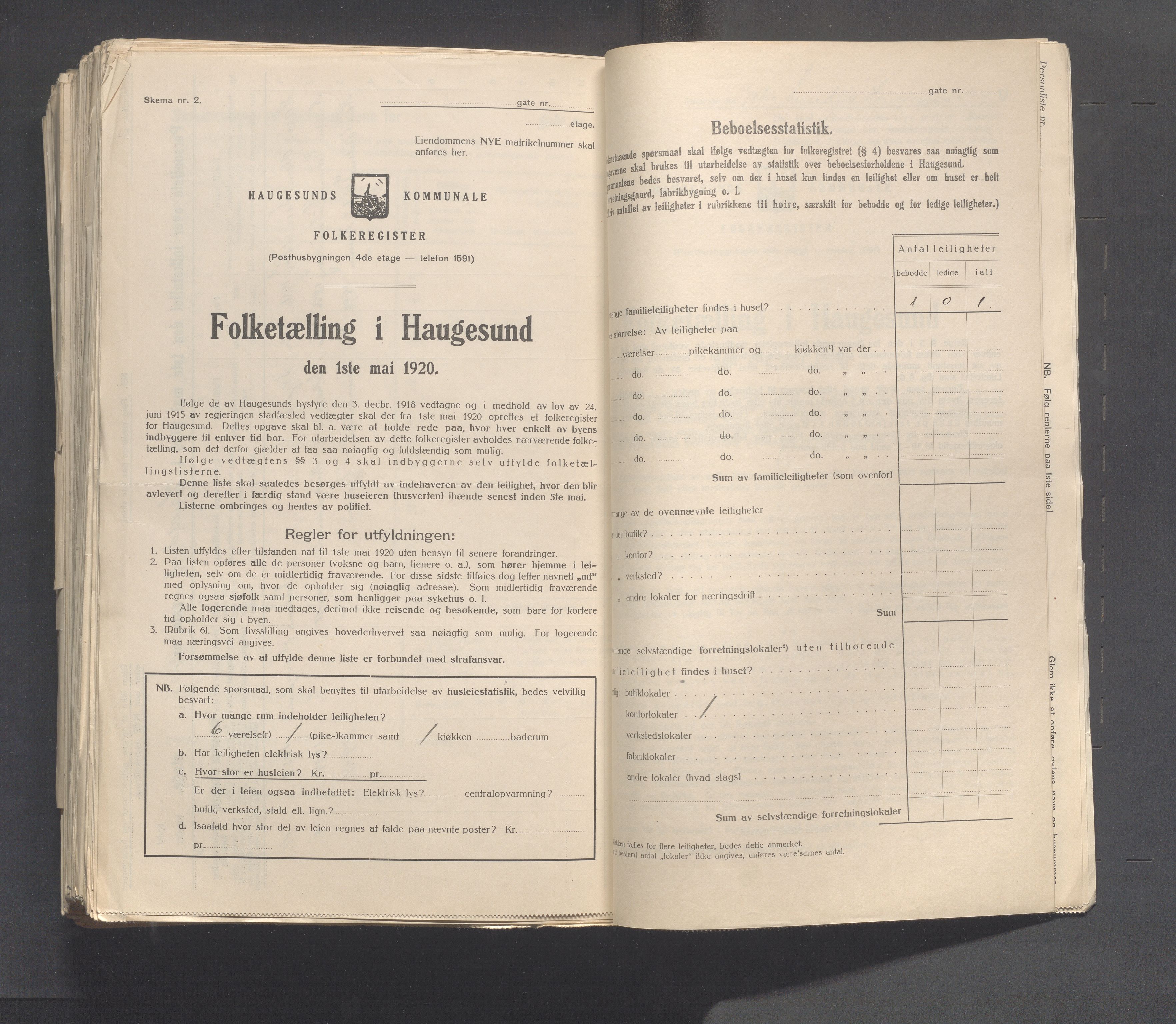 IKAR, Local census 1.5.1920 for Haugesund, 1920, p. 2085