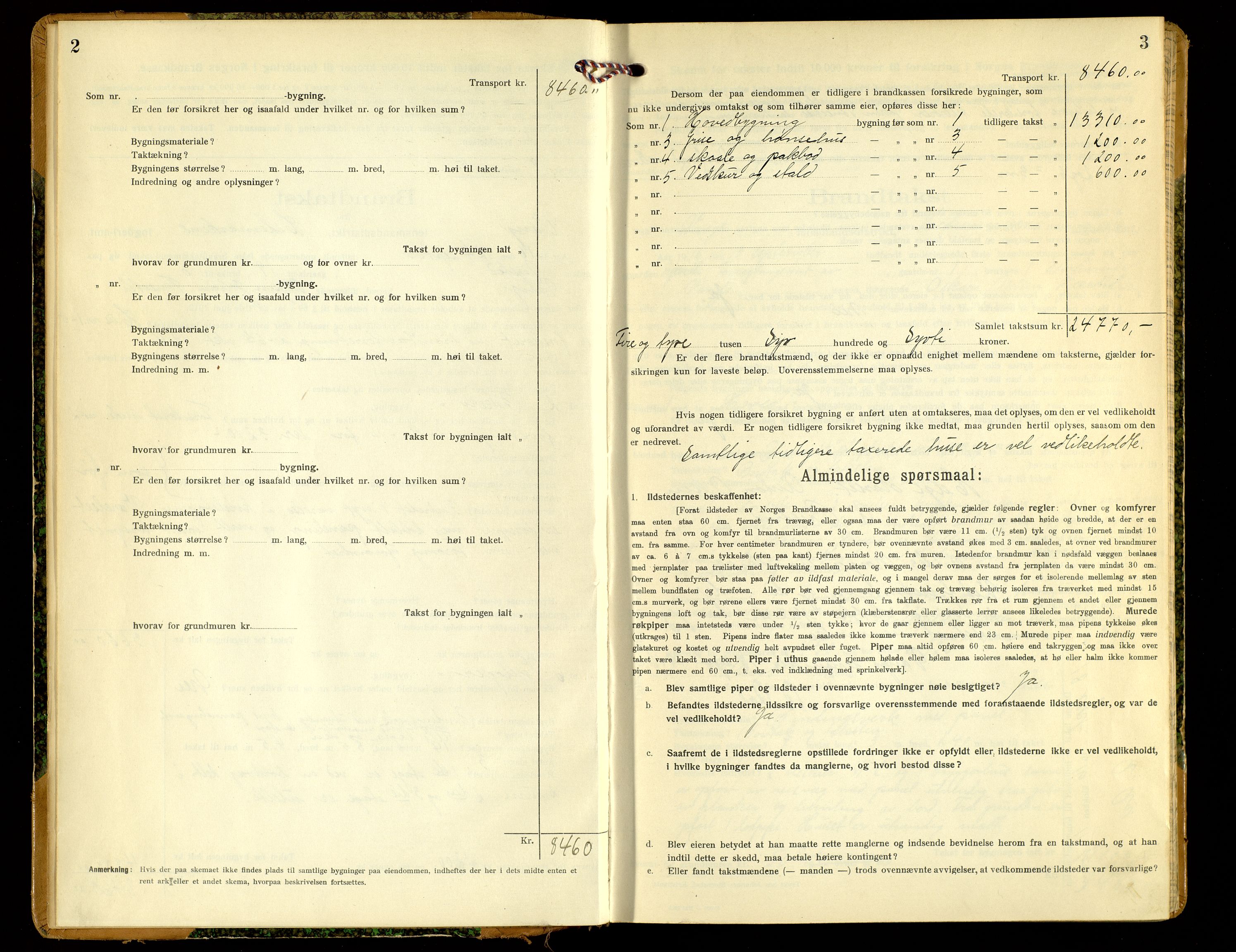 Norges Brannkasse, Vang, Hedmark, AV/SAH-NBRANV-005/F/L0009: Branntakstprotokoll, 1916-1934, p. 2-3