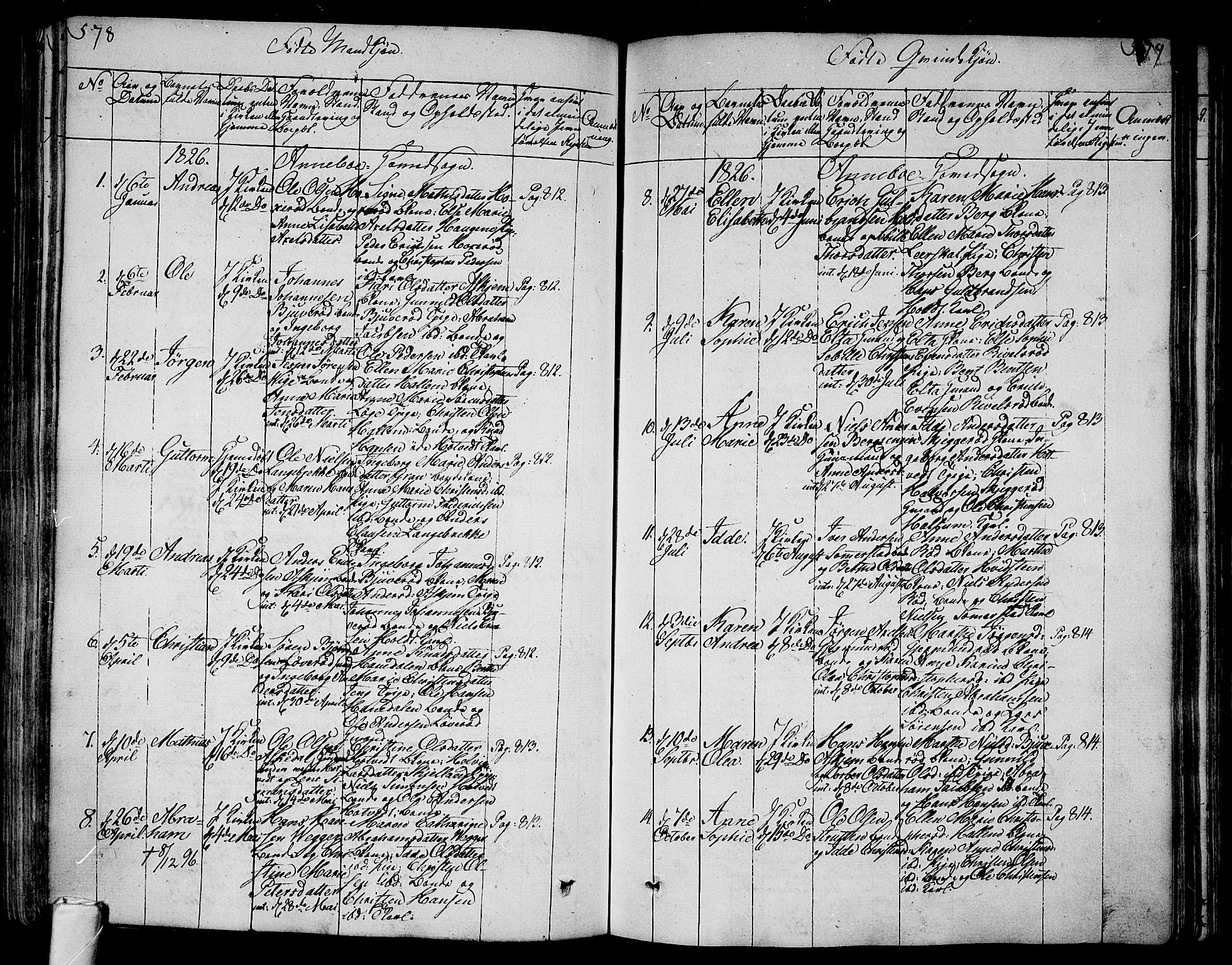 Andebu kirkebøker, AV/SAKO-A-336/F/Fa/L0003: Parish register (official) no. 3 /1, 1803-1828, p. 578-579