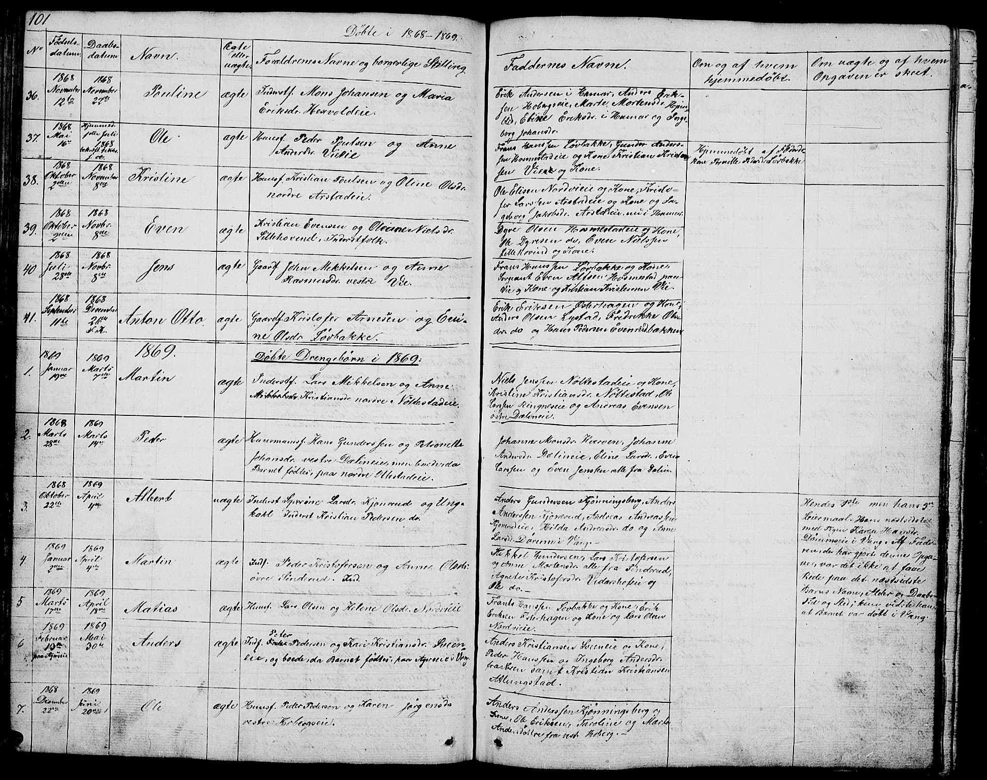 Stange prestekontor, SAH/PREST-002/L/L0002: Parish register (copy) no. 2, 1838-1879, p. 101