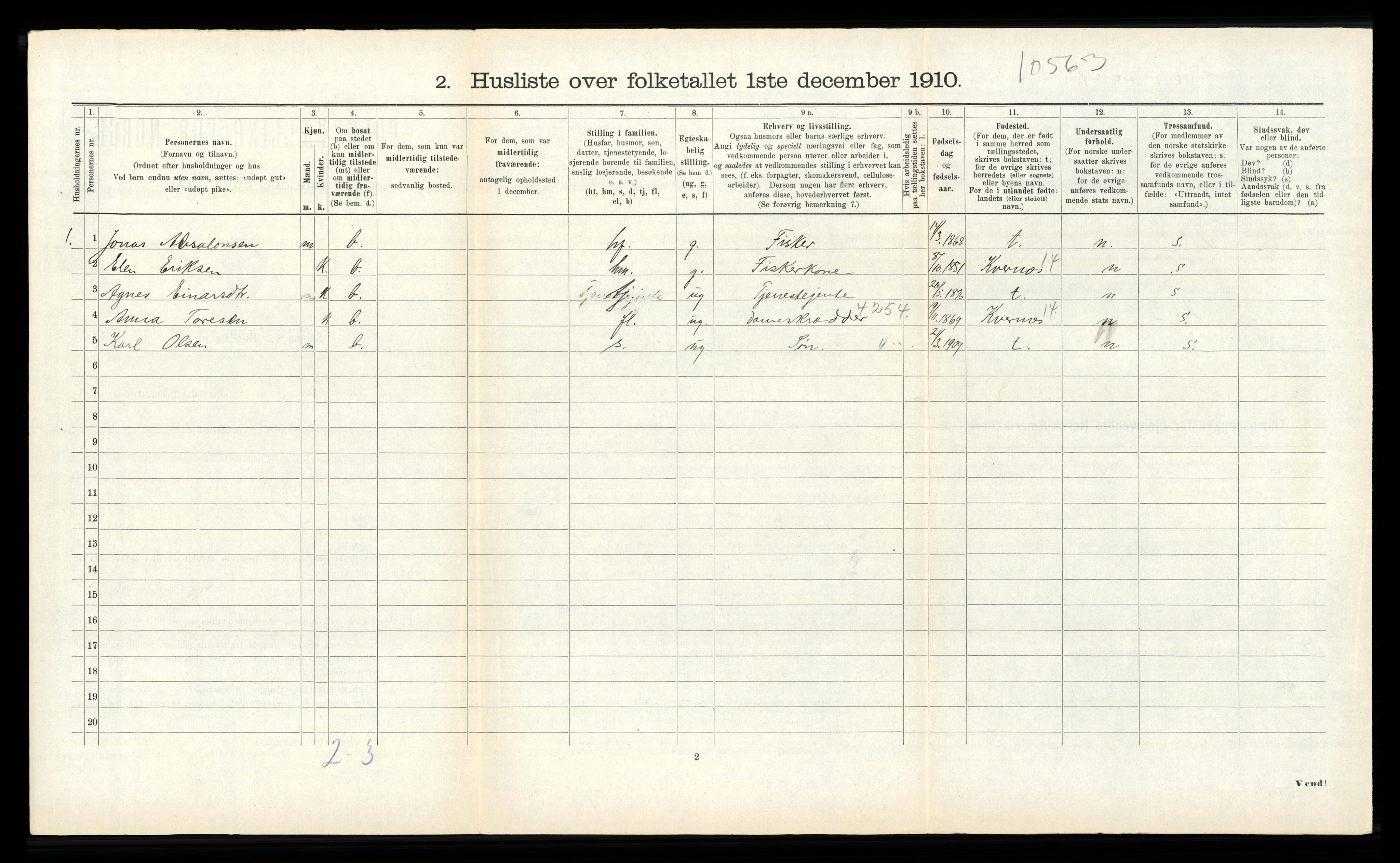 RA, 1910 census for Kinn, 1910, p. 769