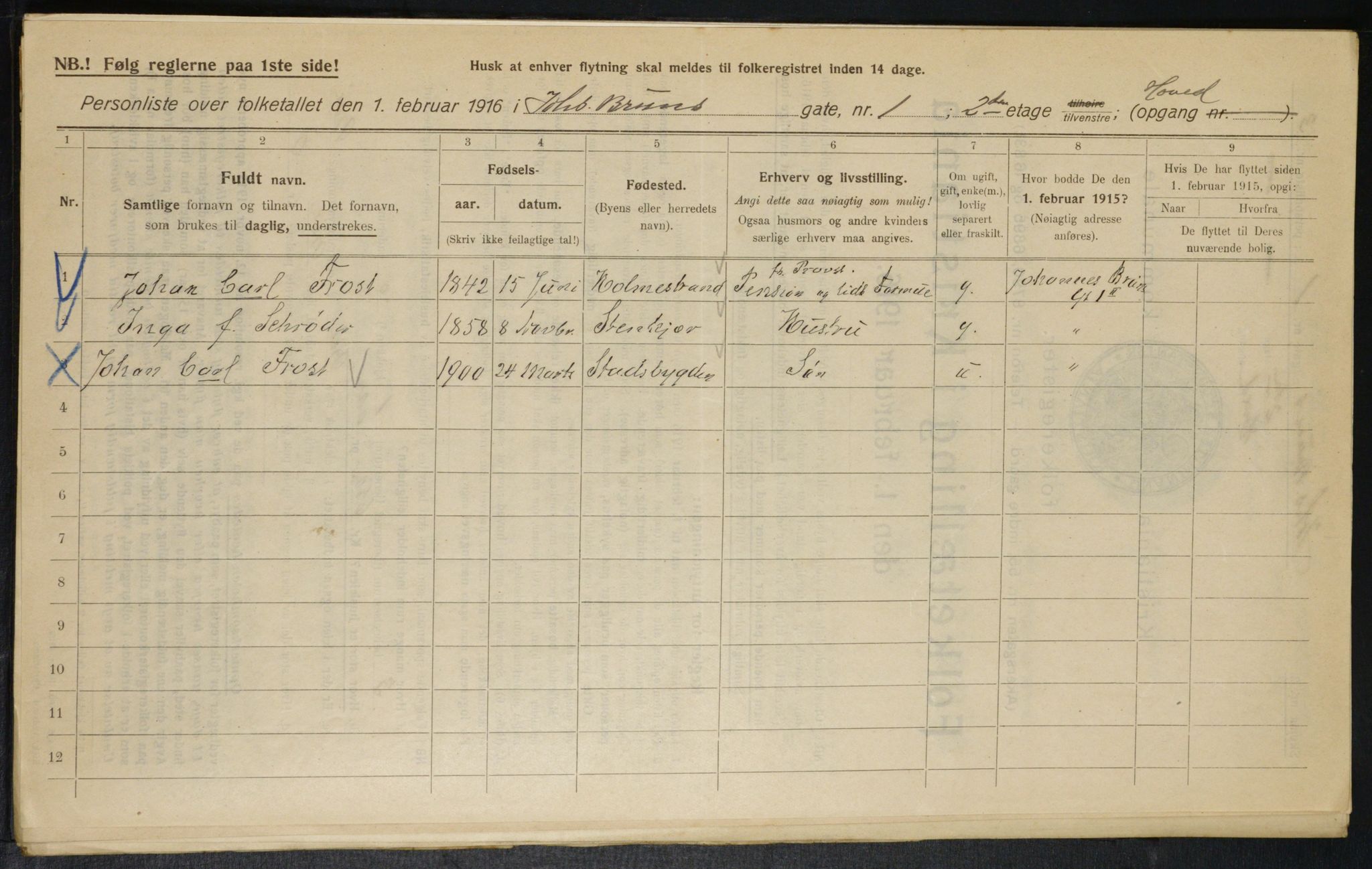 OBA, Municipal Census 1916 for Kristiania, 1916, p. 48113