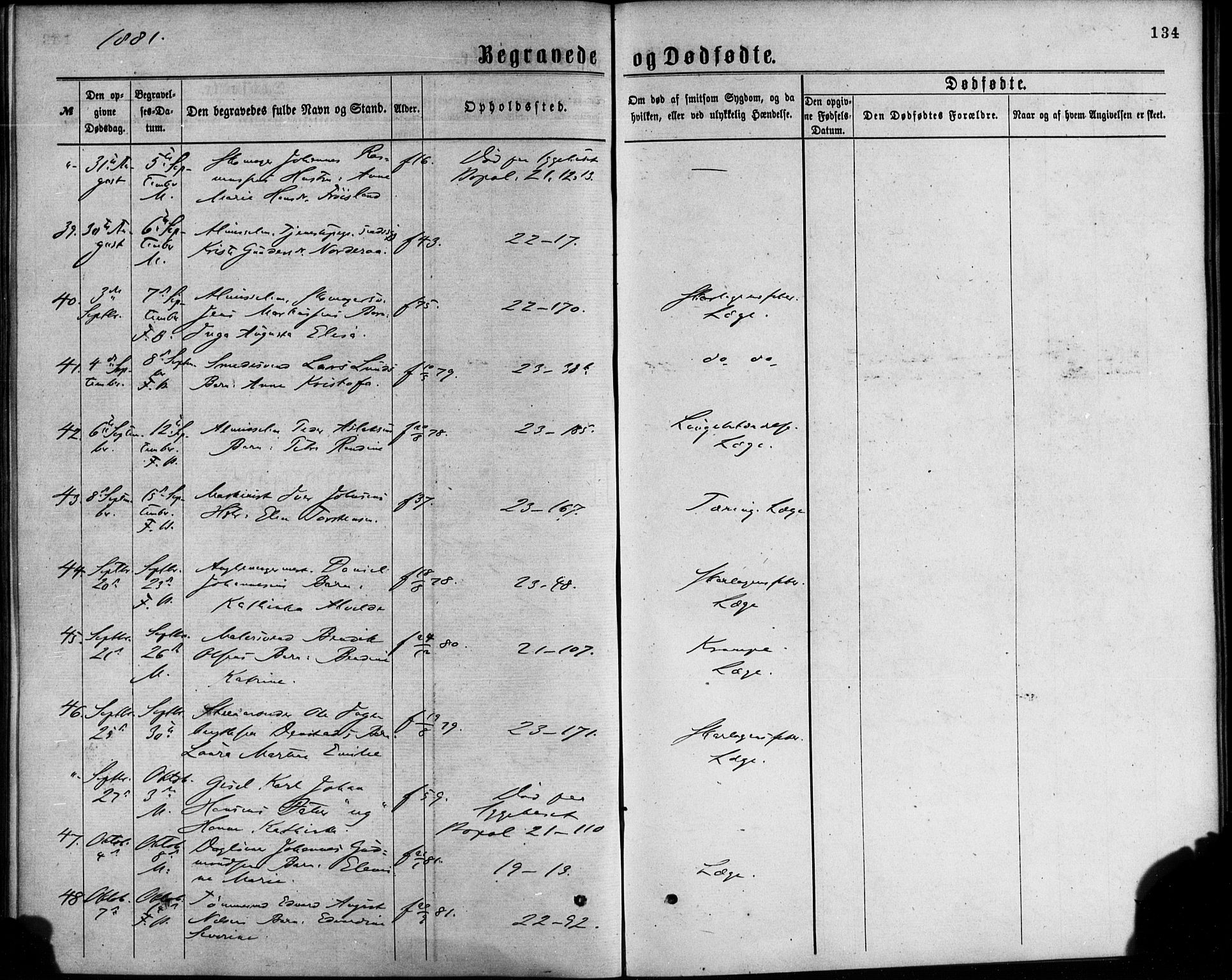 Korskirken sokneprestembete, AV/SAB-A-76101/H/Haa/L0046: Parish register (official) no. E 4, 1875-1883, p. 134