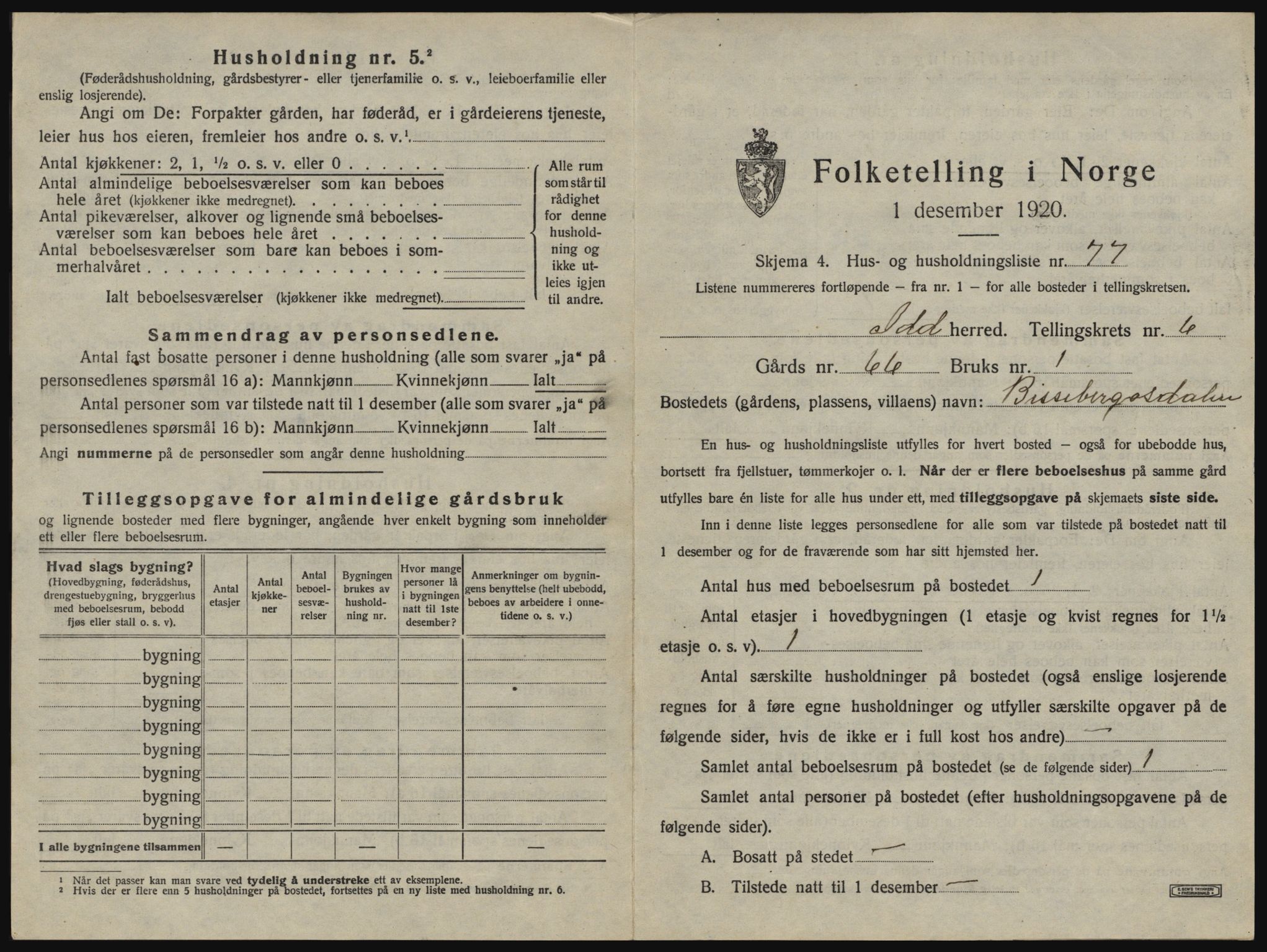 SAO, 1920 census for Idd, 1920, p. 1024