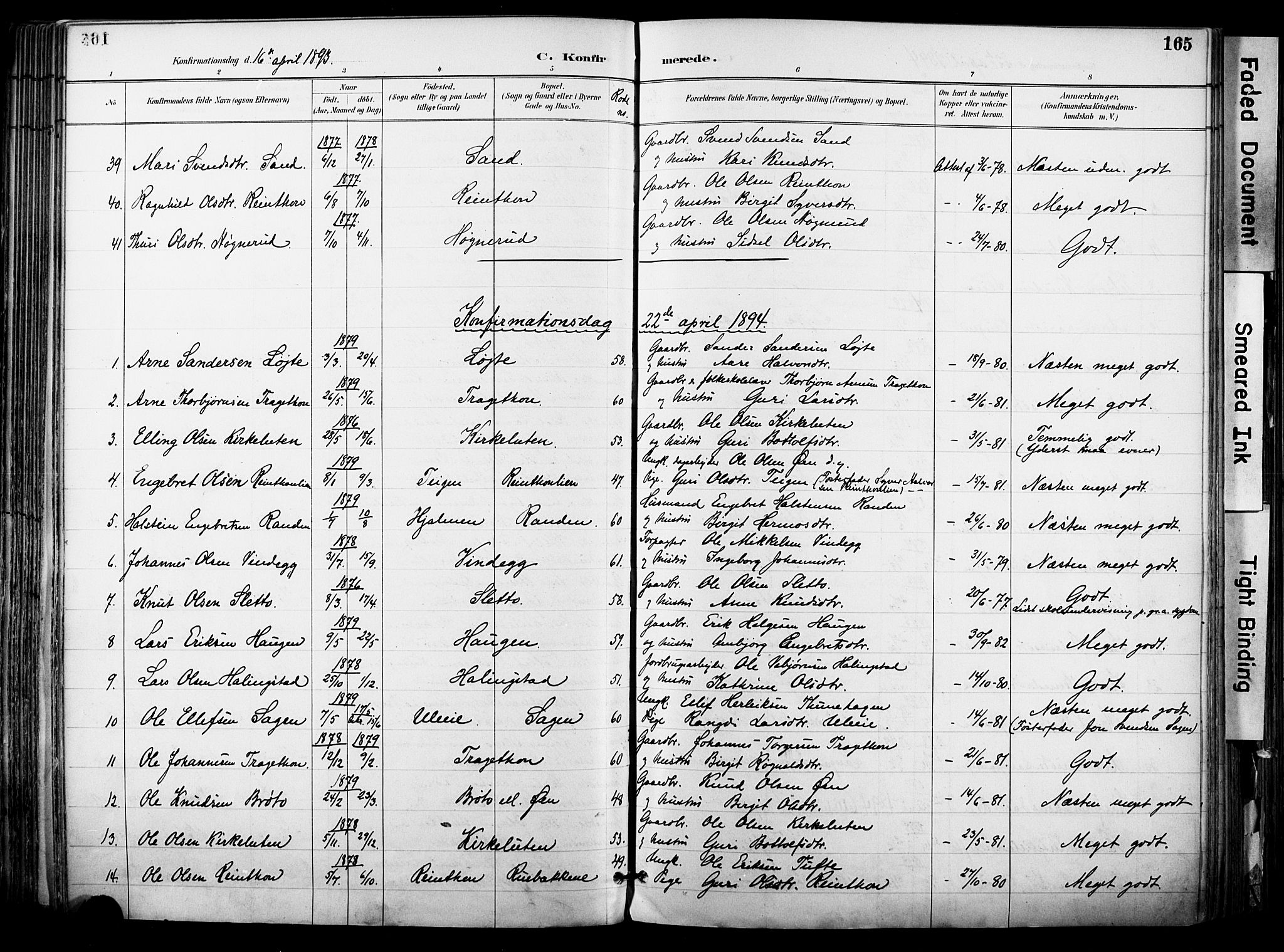 Hol kirkebøker, SAKO/A-227/F/Fa/L0003: Parish register (official) no. I 3, 1887-1918, p. 165