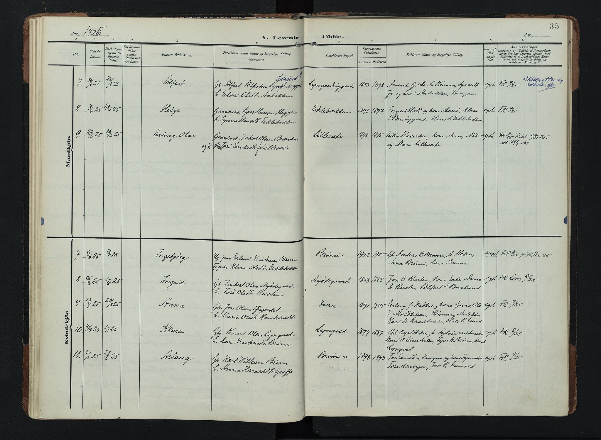 Lom prestekontor, SAH/PREST-070/K/L0011: Parish register (official) no. 11, 1904-1928, p. 35