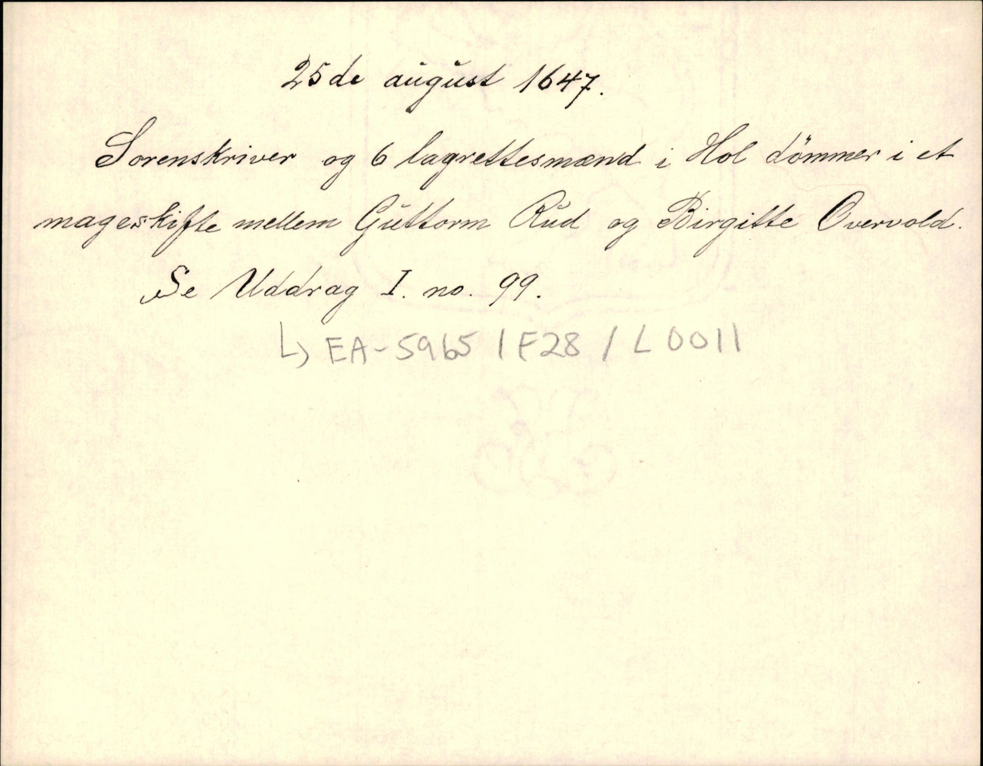 Riksarkivets diplomsamling, AV/RA-EA-5965/F35/F35d/L0004: Innlånte diplomer, seddelregister, 1643-1660, p. 141