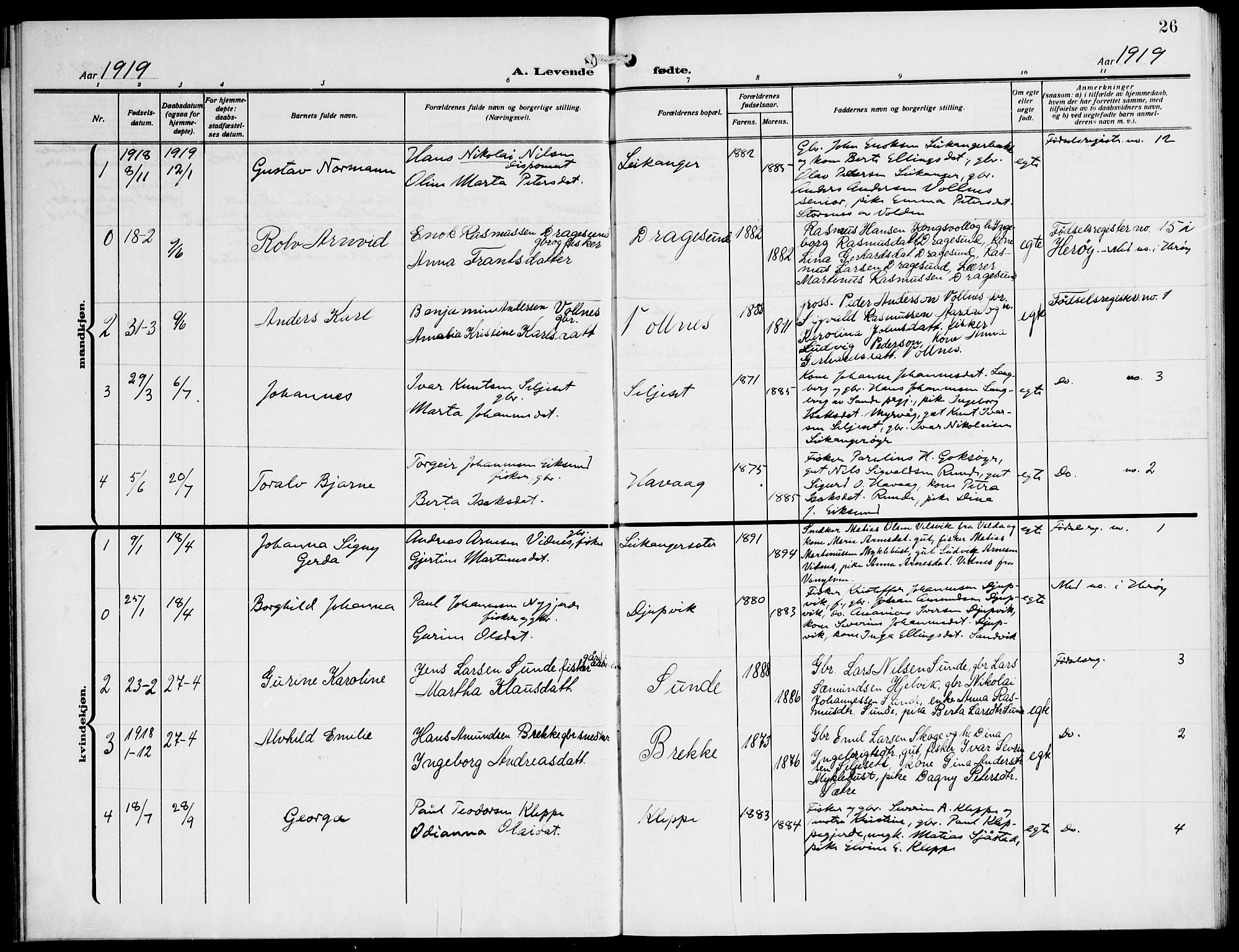 Ministerialprotokoller, klokkerbøker og fødselsregistre - Møre og Romsdal, AV/SAT-A-1454/508/L0096: Parish register (official) no. 508A03, 1911-1920, p. 26