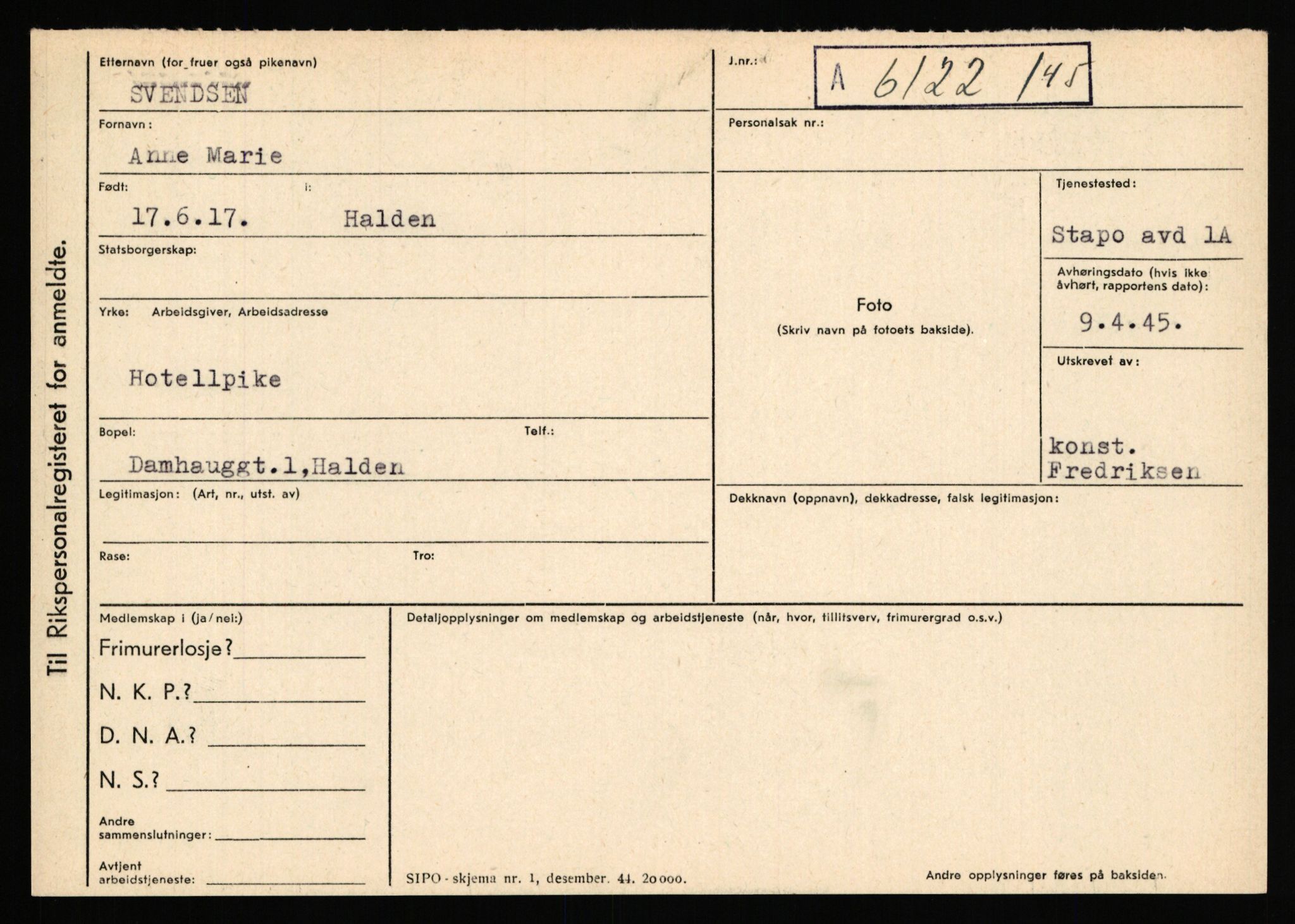 Statspolitiet - Hovedkontoret / Osloavdelingen, AV/RA-S-1329/C/Ca/L0015: Svea - Tøsse, 1943-1945, p. 134