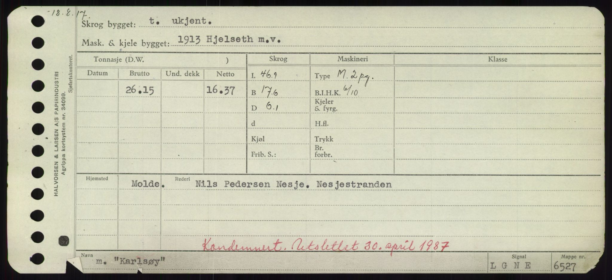 Sjøfartsdirektoratet med forløpere, Skipsmålingen, RA/S-1627/H/Hd/L0020: Fartøy, K-Kon, p. 117