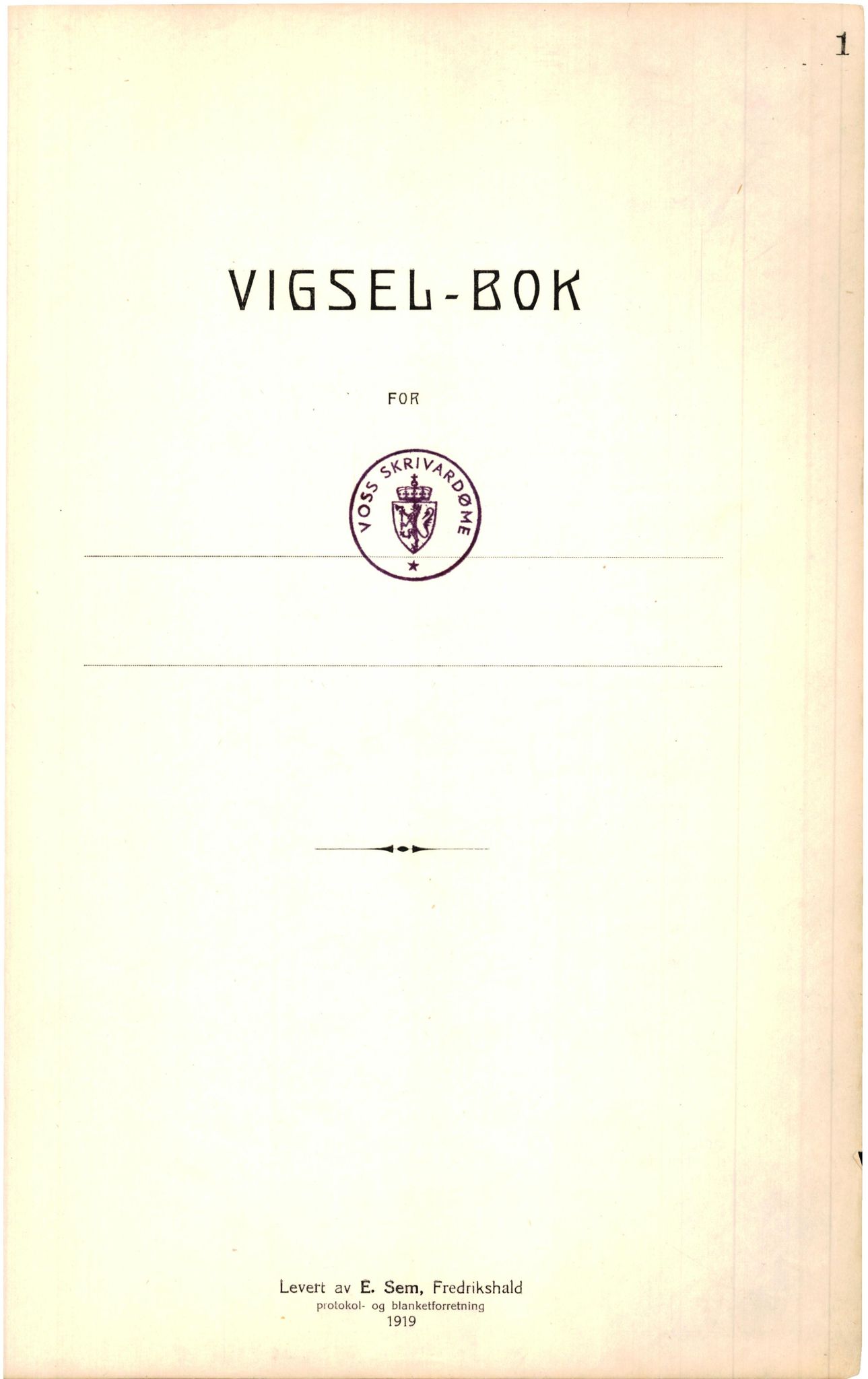 Voss sorenskrivar, SAB/A-2701/M/Maa/L0001: Vigselbok, 1920-1943, p. 1a