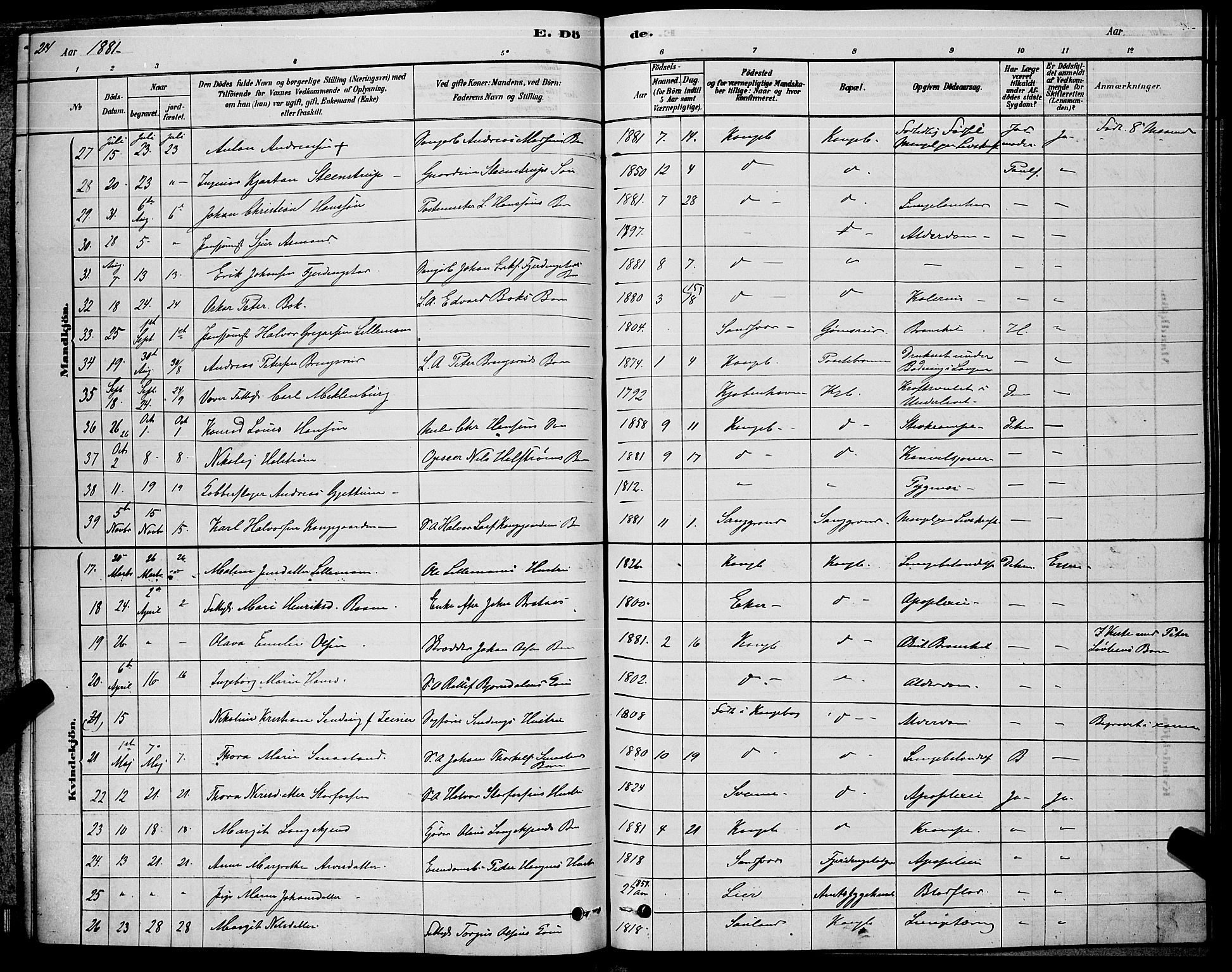 Kongsberg kirkebøker, AV/SAKO-A-22/G/Ga/L0005: Parish register (copy) no. 5, 1878-1889, p. 214