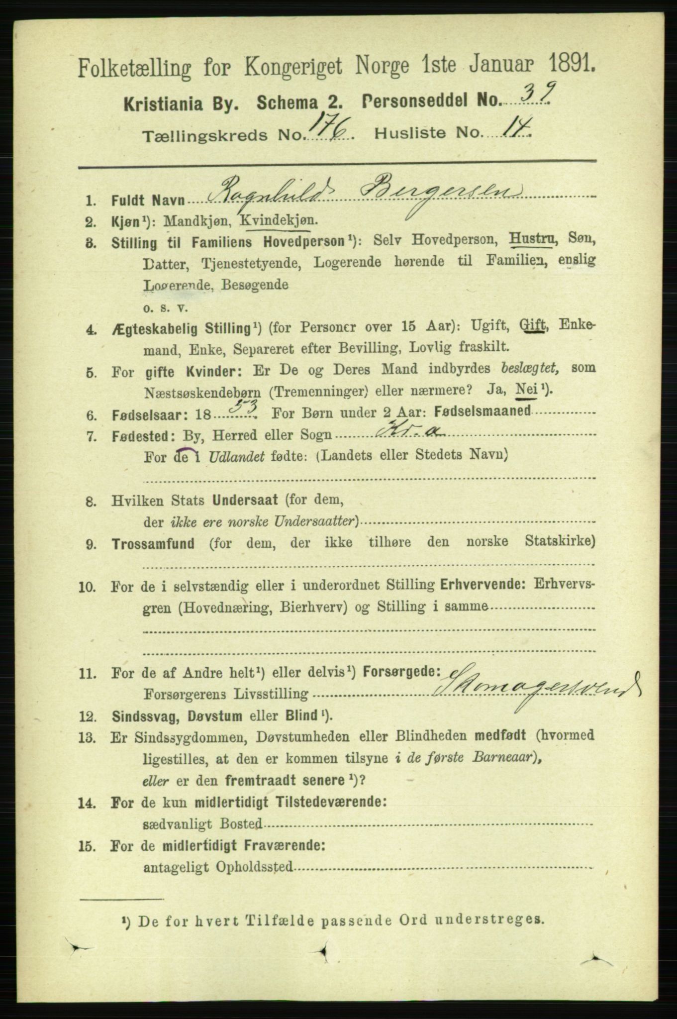 RA, 1891 census for 0301 Kristiania, 1891, p. 106069