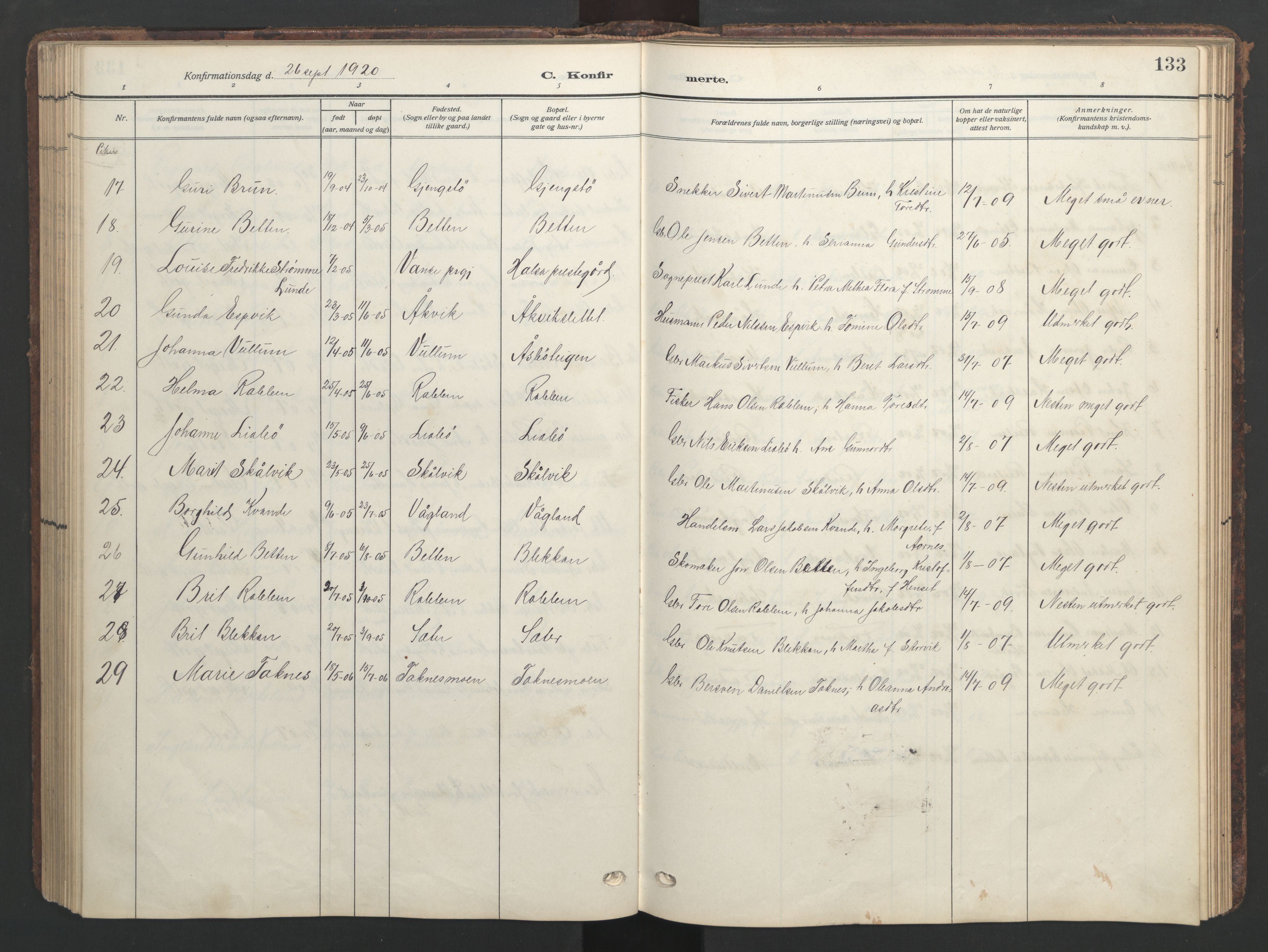 Ministerialprotokoller, klokkerbøker og fødselsregistre - Møre og Romsdal, AV/SAT-A-1454/576/L0891: Parish register (copy) no. 576C02, 1909-1946, p. 133
