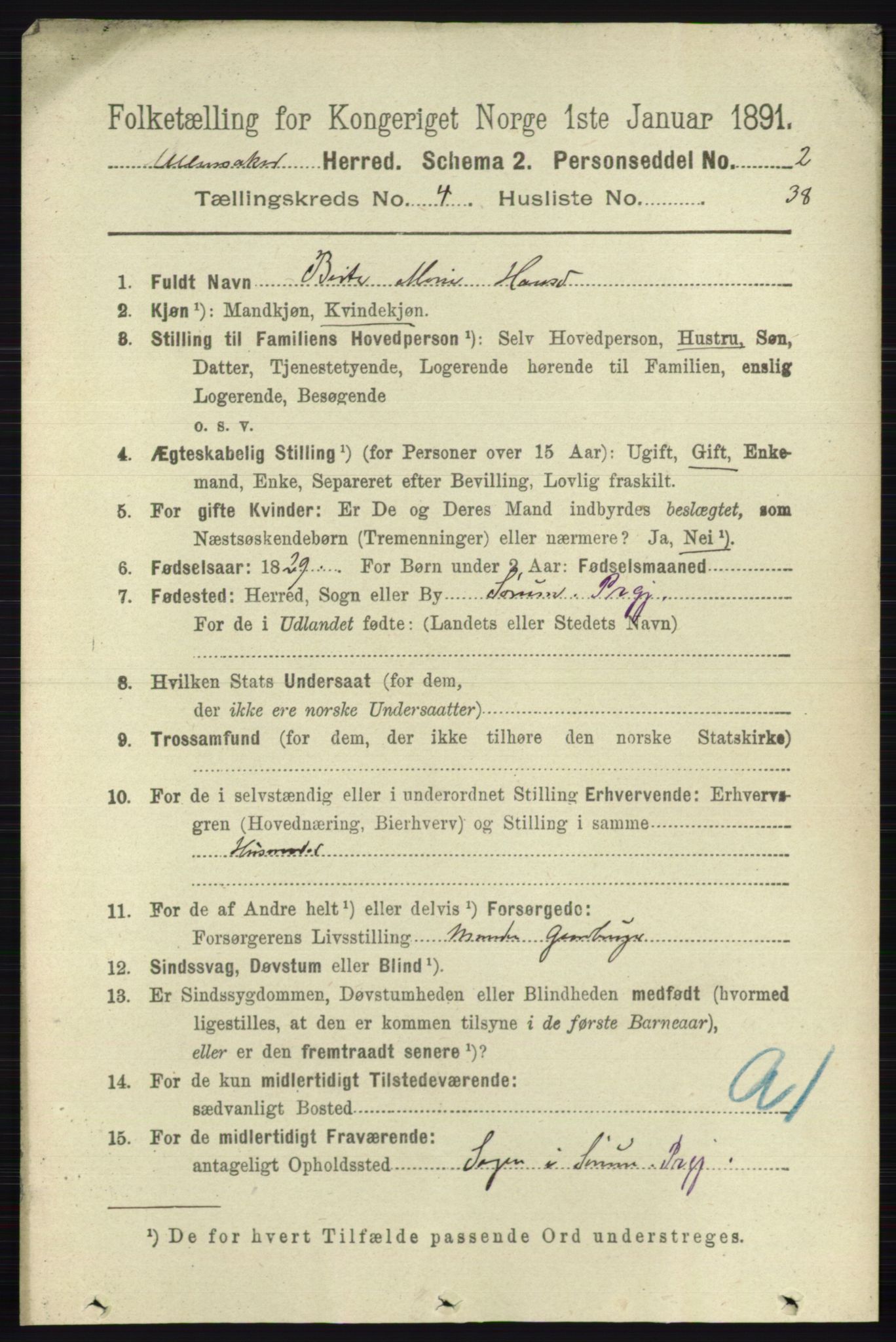 RA, 1891 census for 0235 Ullensaker, 1891, p. 1710