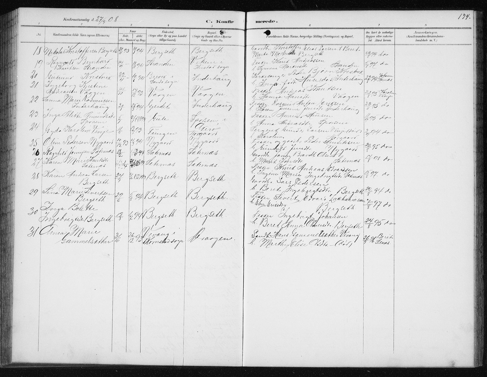 Ministerialprotokoller, klokkerbøker og fødselsregistre - Møre og Romsdal, SAT/A-1454/566/L0773: Parish register (copy) no. 566C02, 1892-1909, p. 174