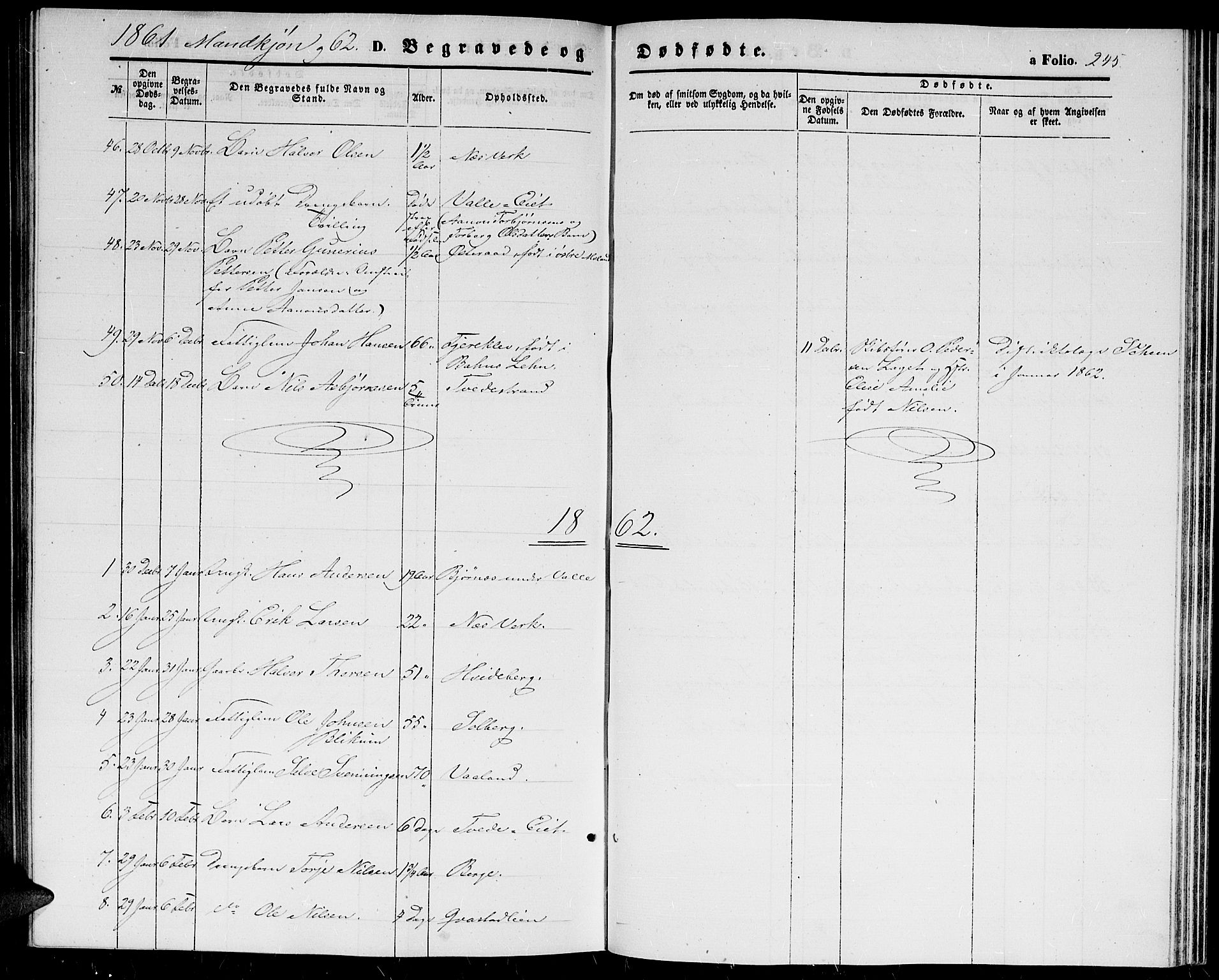 Holt sokneprestkontor, AV/SAK-1111-0021/F/Fb/L0008: Parish register (copy) no. B 8, 1858-1871, p. 245