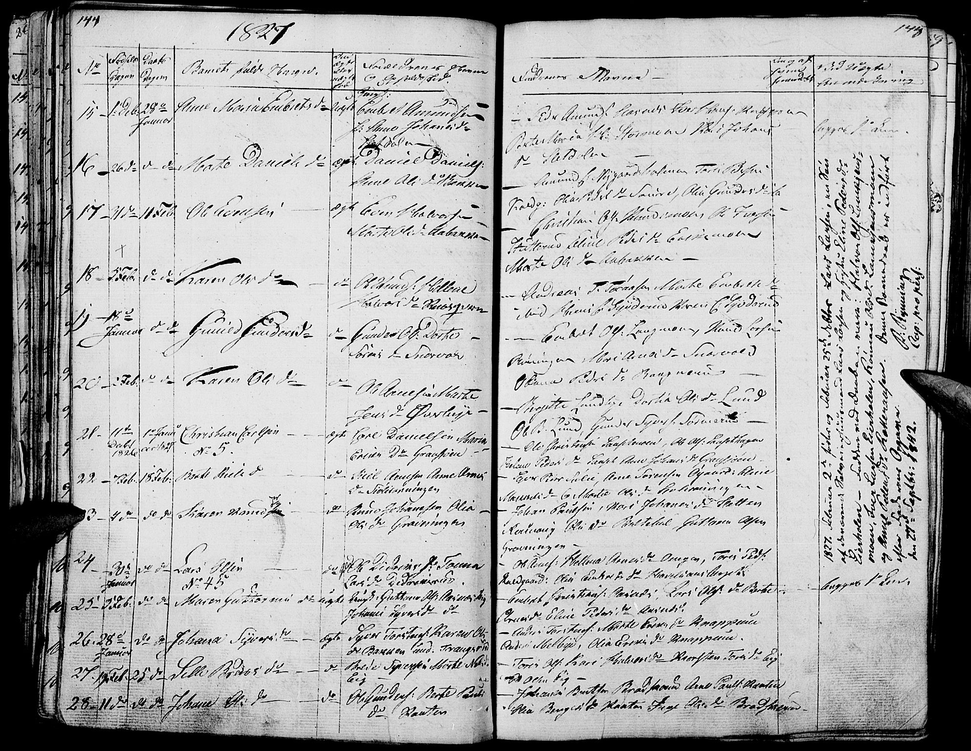 Hof prestekontor, AV/SAH-PREST-038/H/Ha/Haa/L0006: Parish register (official) no. 6, 1822-1841, p. 144-145