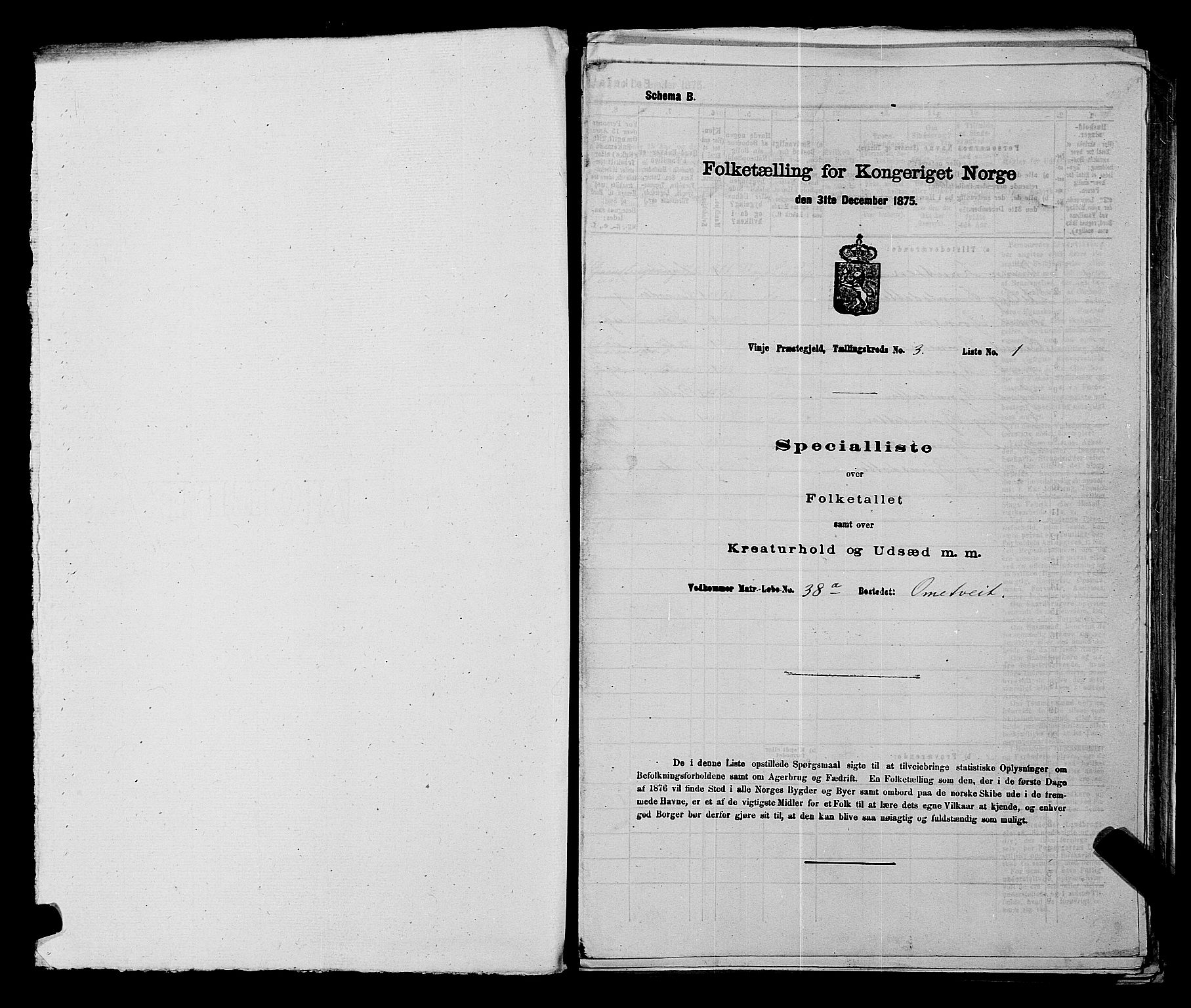 SAKO, 1875 census for 0834P Vinje, 1875, p. 227