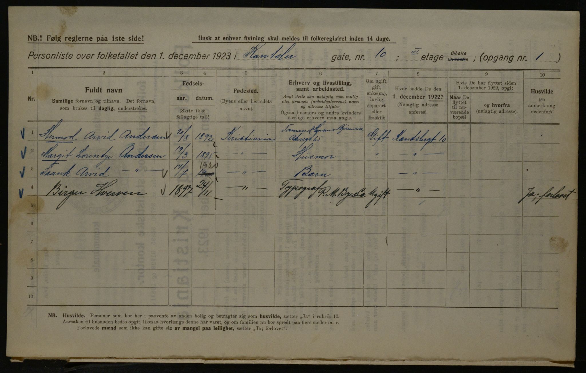 OBA, Municipal Census 1923 for Kristiania, 1923, p. 53937