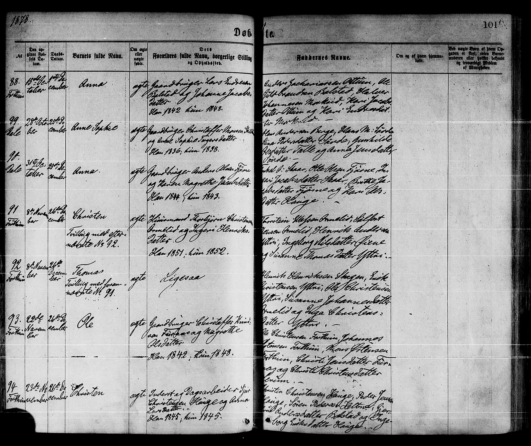 Luster sokneprestembete, AV/SAB-A-81101/H/Haa/Haaa/L0010: Parish register (official) no. A 10, 1871-1886, p. 101