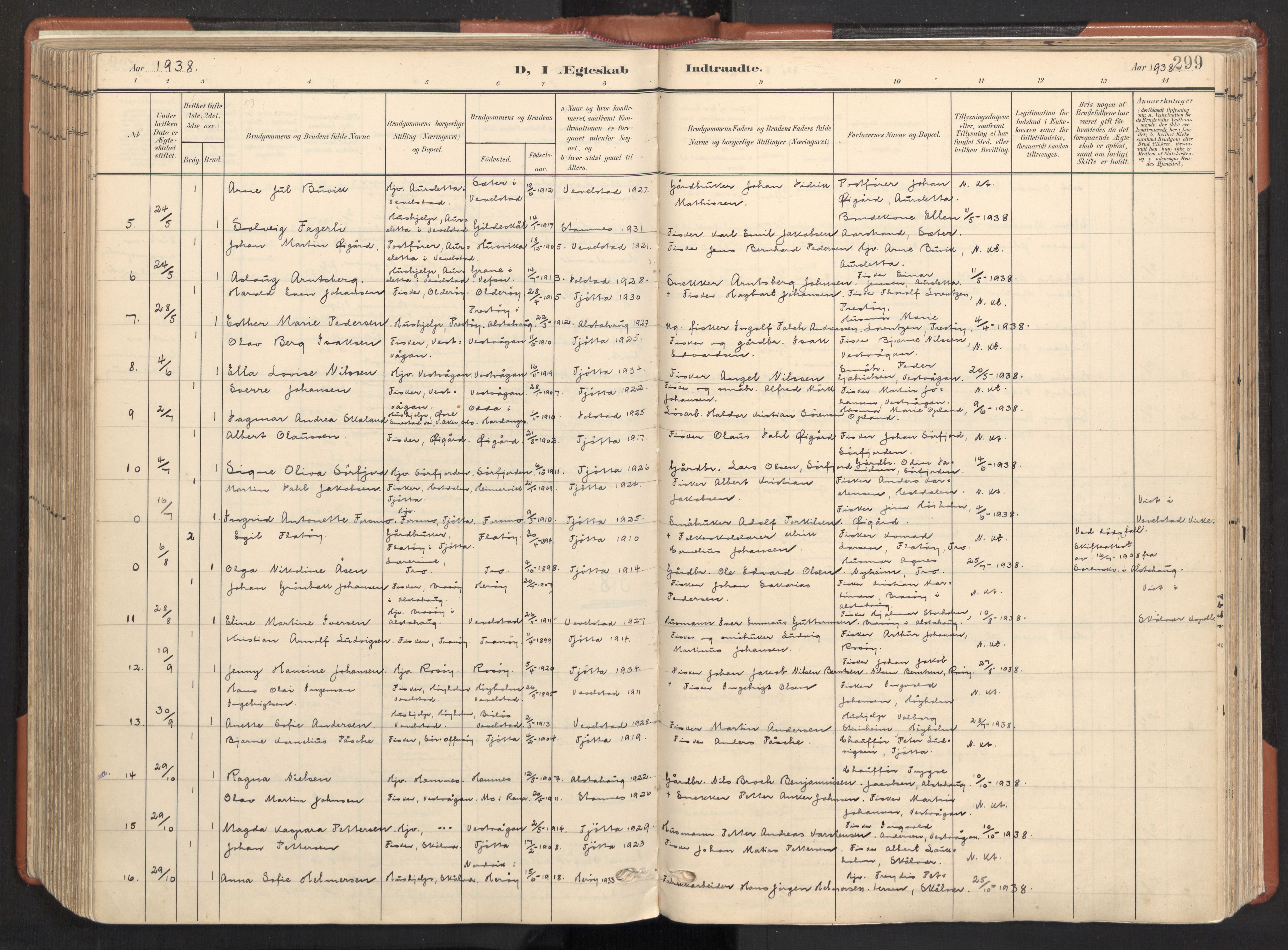 Ministerialprotokoller, klokkerbøker og fødselsregistre - Nordland, AV/SAT-A-1459/817/L0265: Parish register (official) no. 817A05, 1908-1944, p. 299