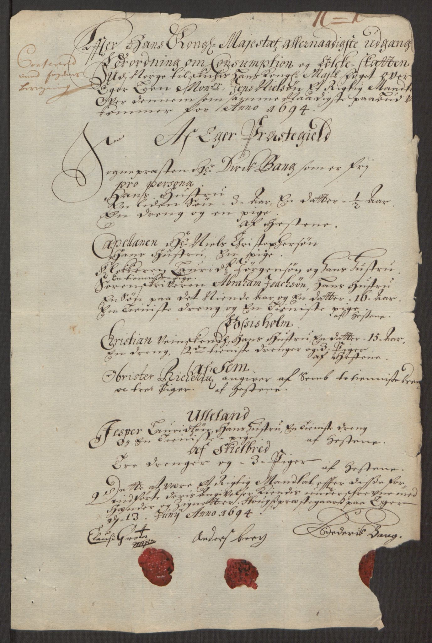 Rentekammeret inntil 1814, Reviderte regnskaper, Fogderegnskap, AV/RA-EA-4092/R30/L1694: Fogderegnskap Hurum, Røyken, Eiker og Lier, 1694-1696, p. 141