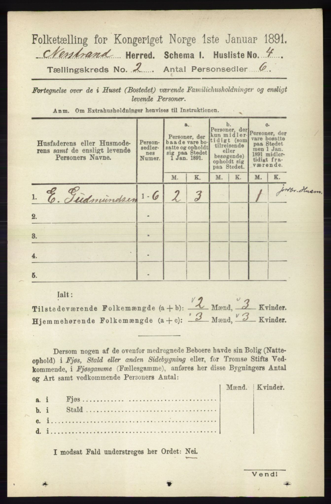 RA, 1891 census for 1139 Nedstrand, 1891, p. 208